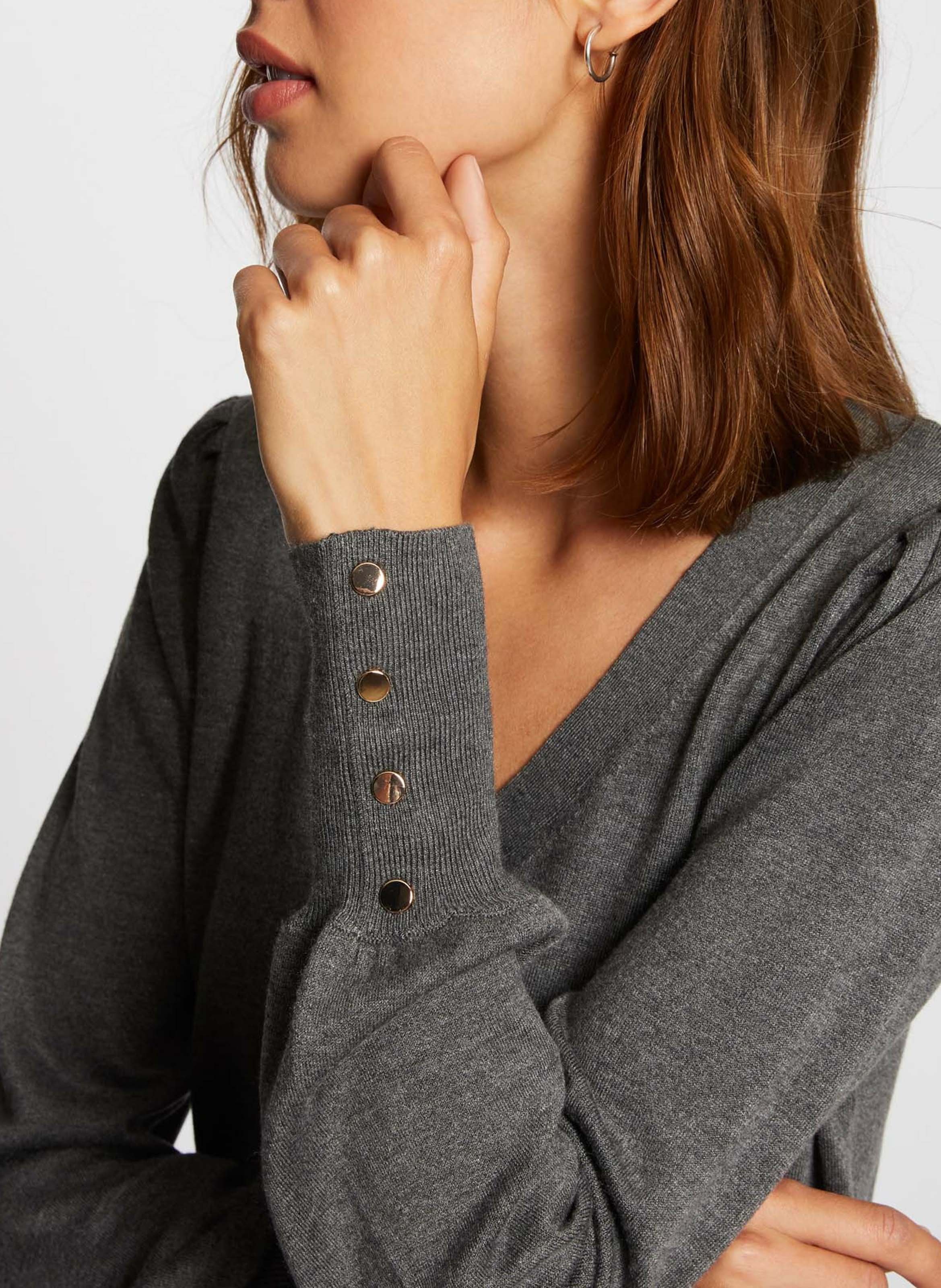 Pull col V en maille mélangée MORGAN