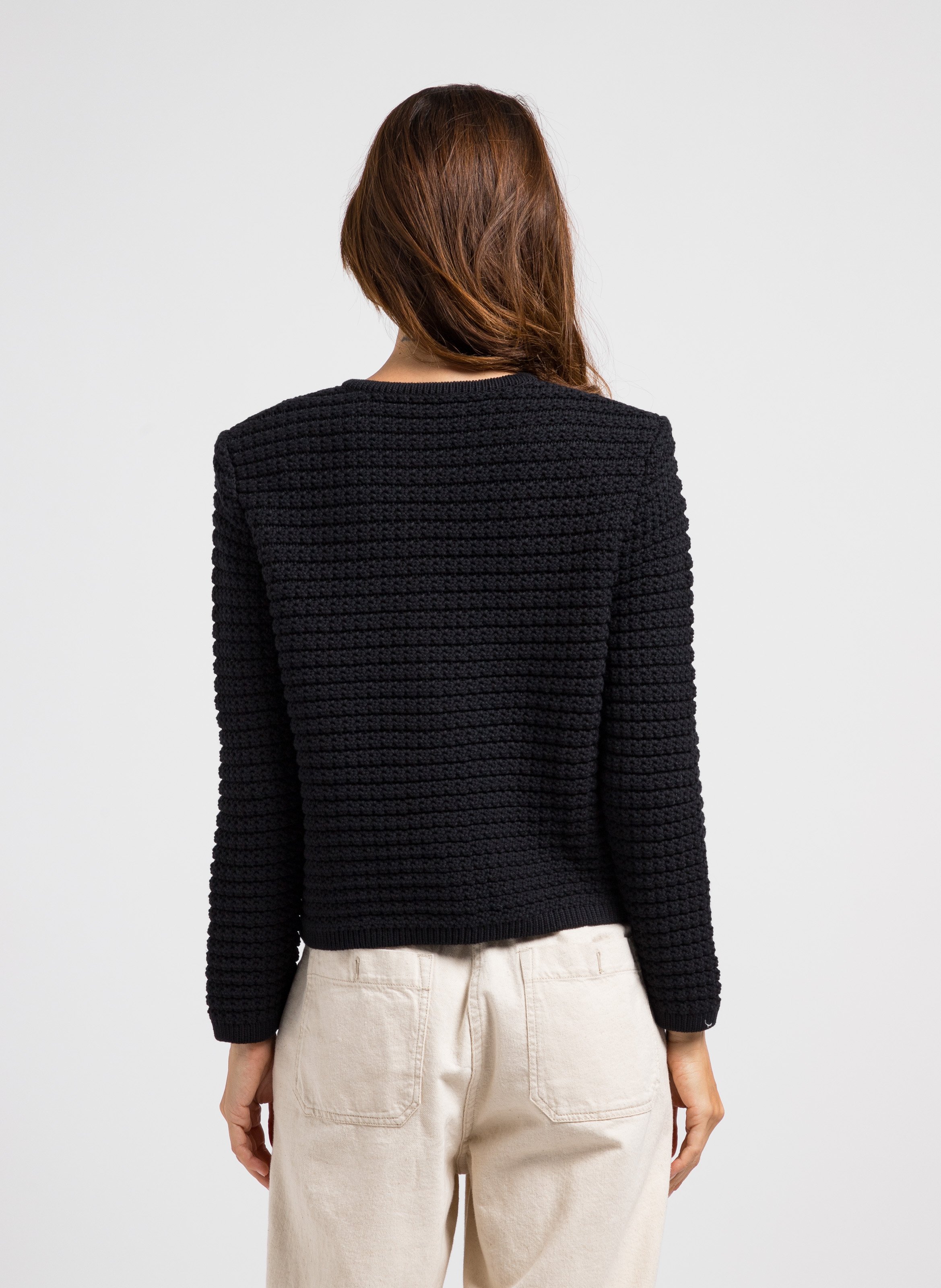 Recht vest met ronde hals | katoenblend BA&SH Zwart