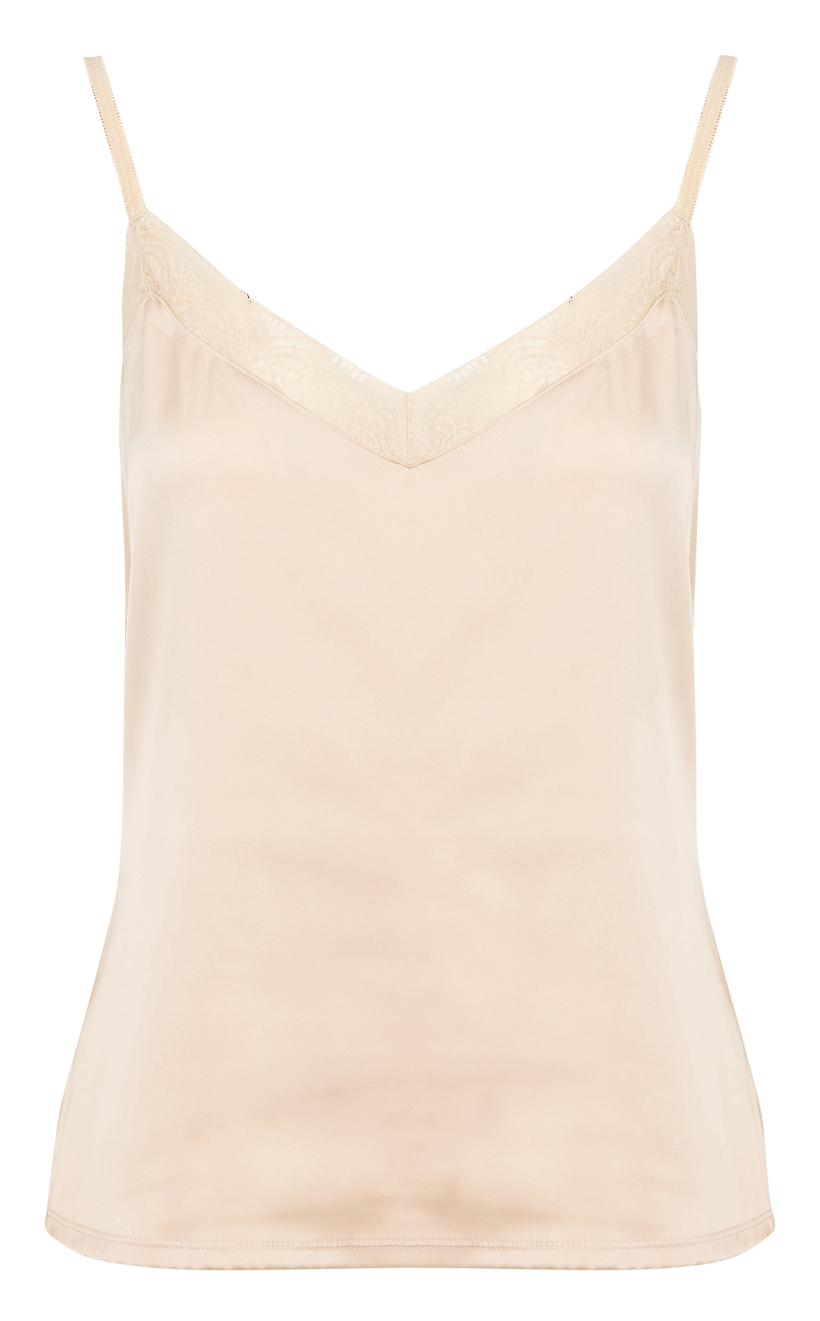 V-neck straight camisole with lace CAROLL Beige