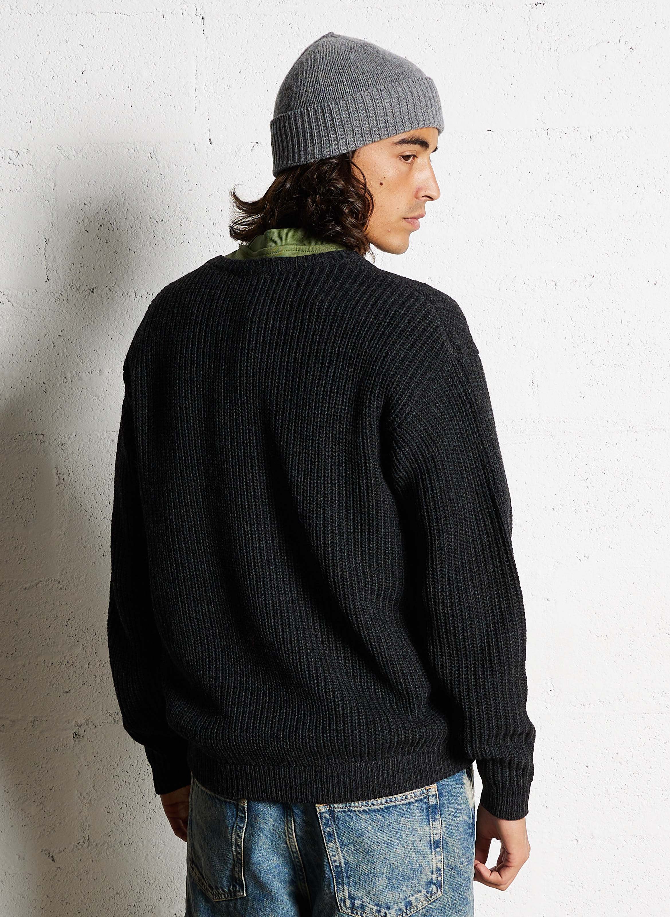 Loose-fit-knitted round-neck sweater AMERICAN VINTAGE Black