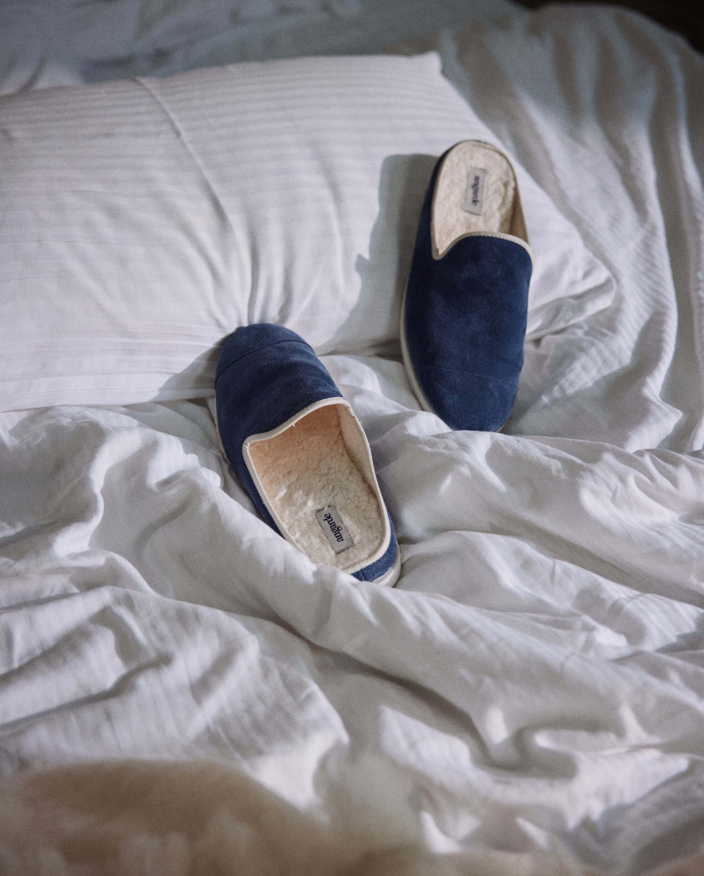 Women's leather mule, denim blue ANGARDE Blue