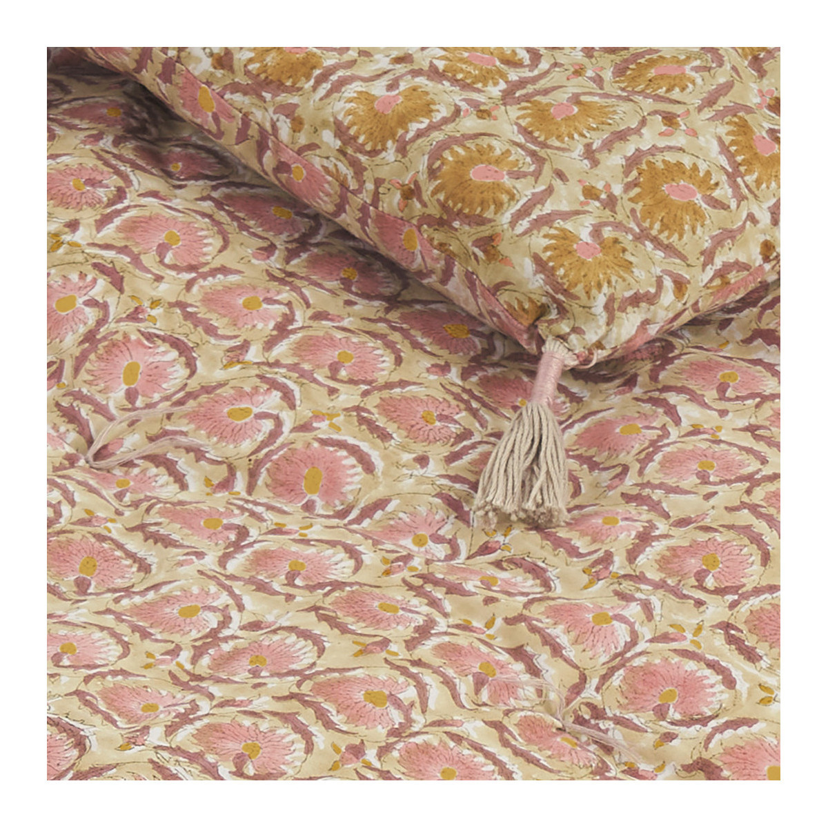 Futon cotton flora - 180 x 80 cm - pink BLANC D'IVOIRE Pink