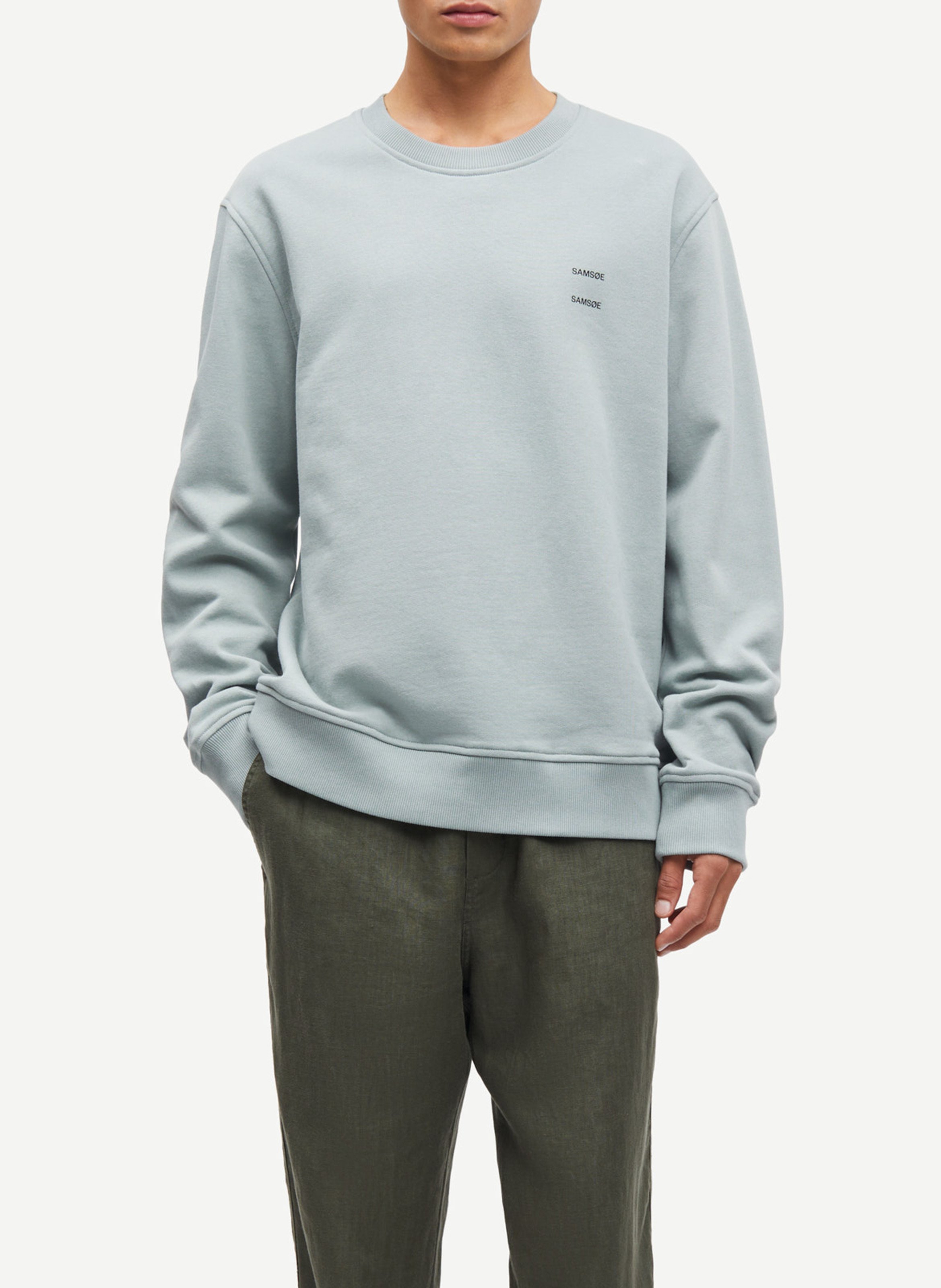 Sweat col rond regular-fit en coton bio SAMSOE SAMSOE Bleu