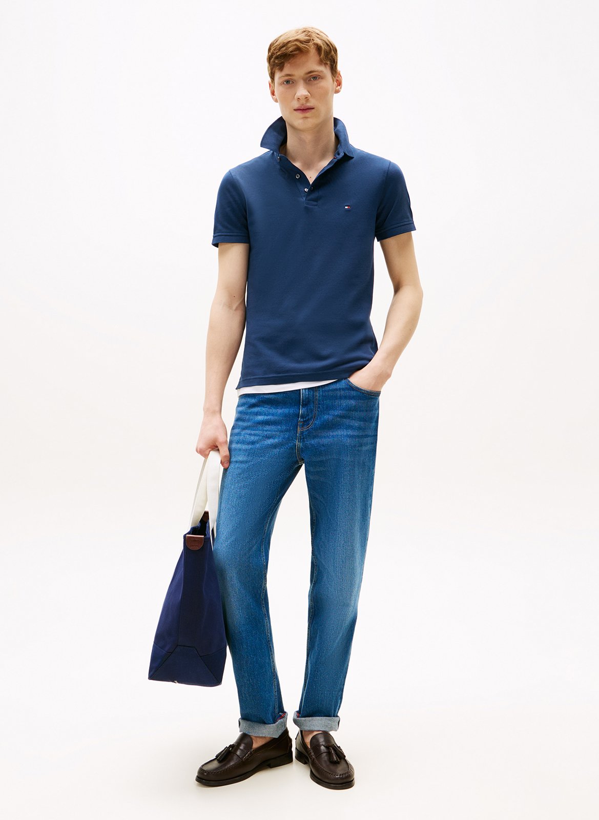 Polo slim-fit en coton bio TOMMY HILFIGER Bleu