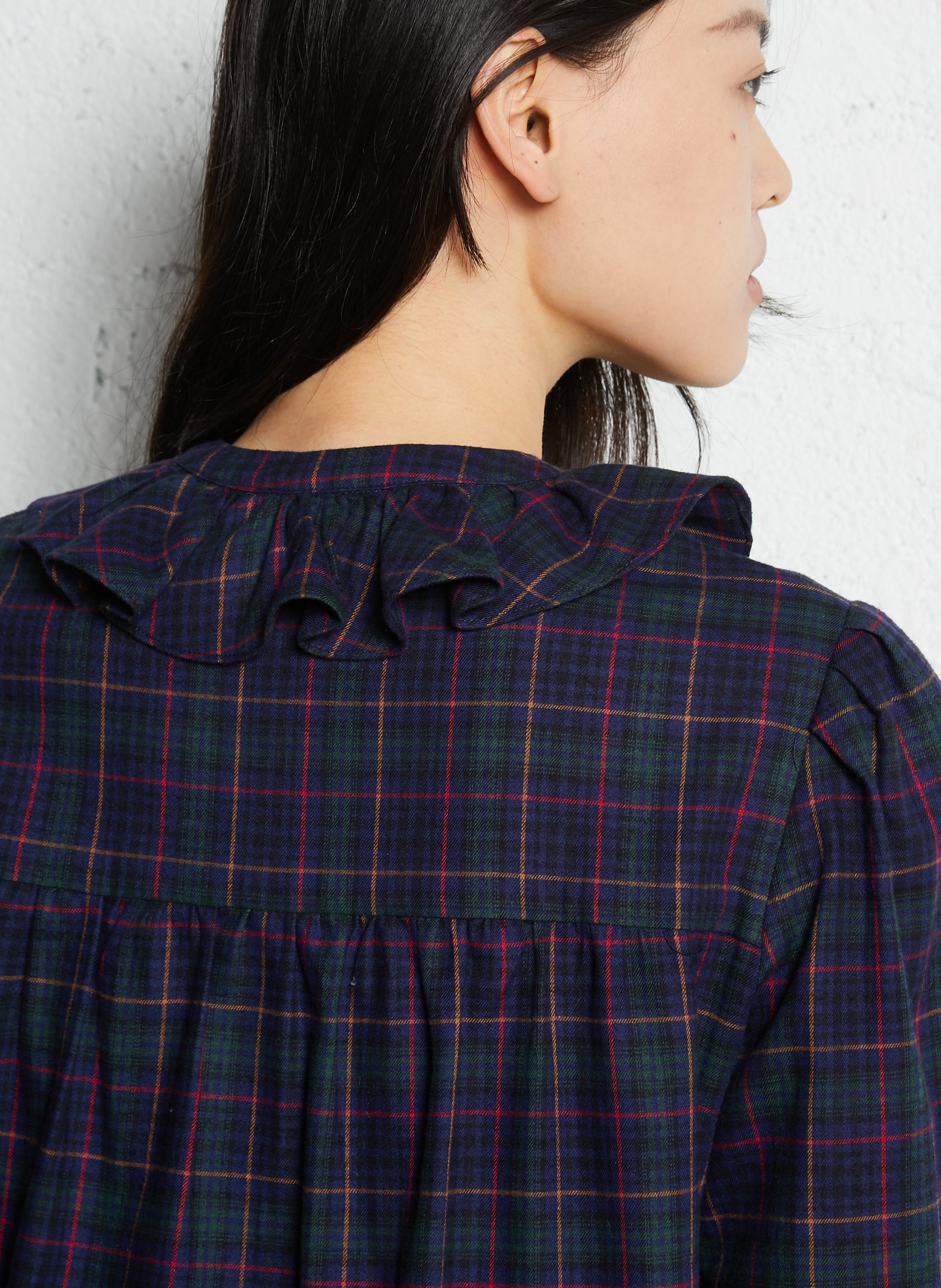 Rechte, katoenen blouse met print SUZIE WINKLE Blauw