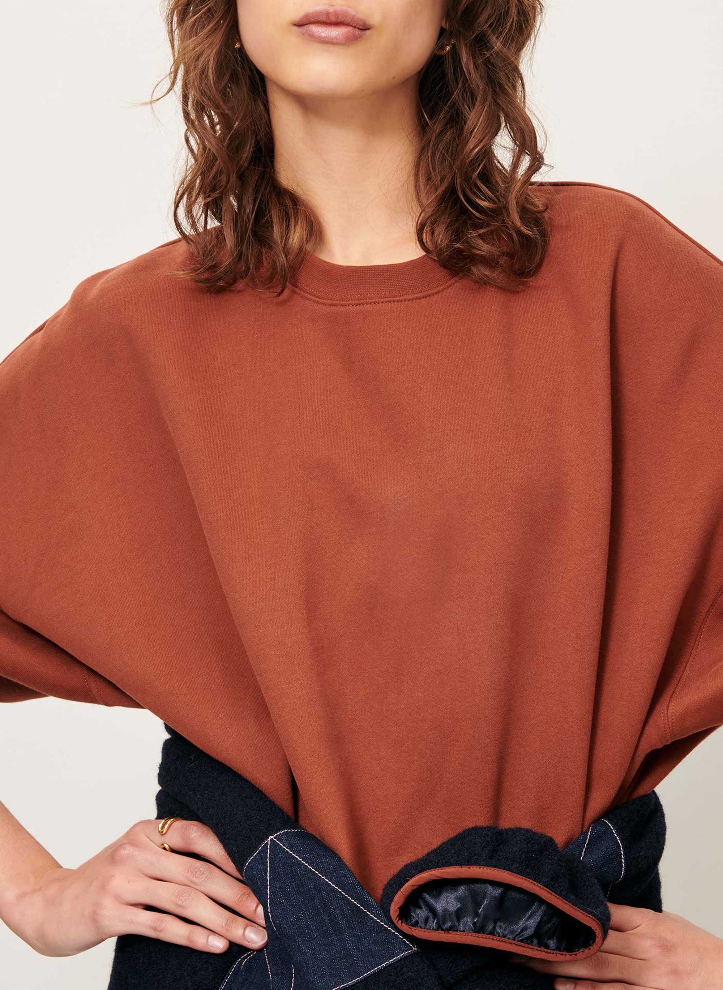 Sweat court oversize en coton  SESSUN Marron