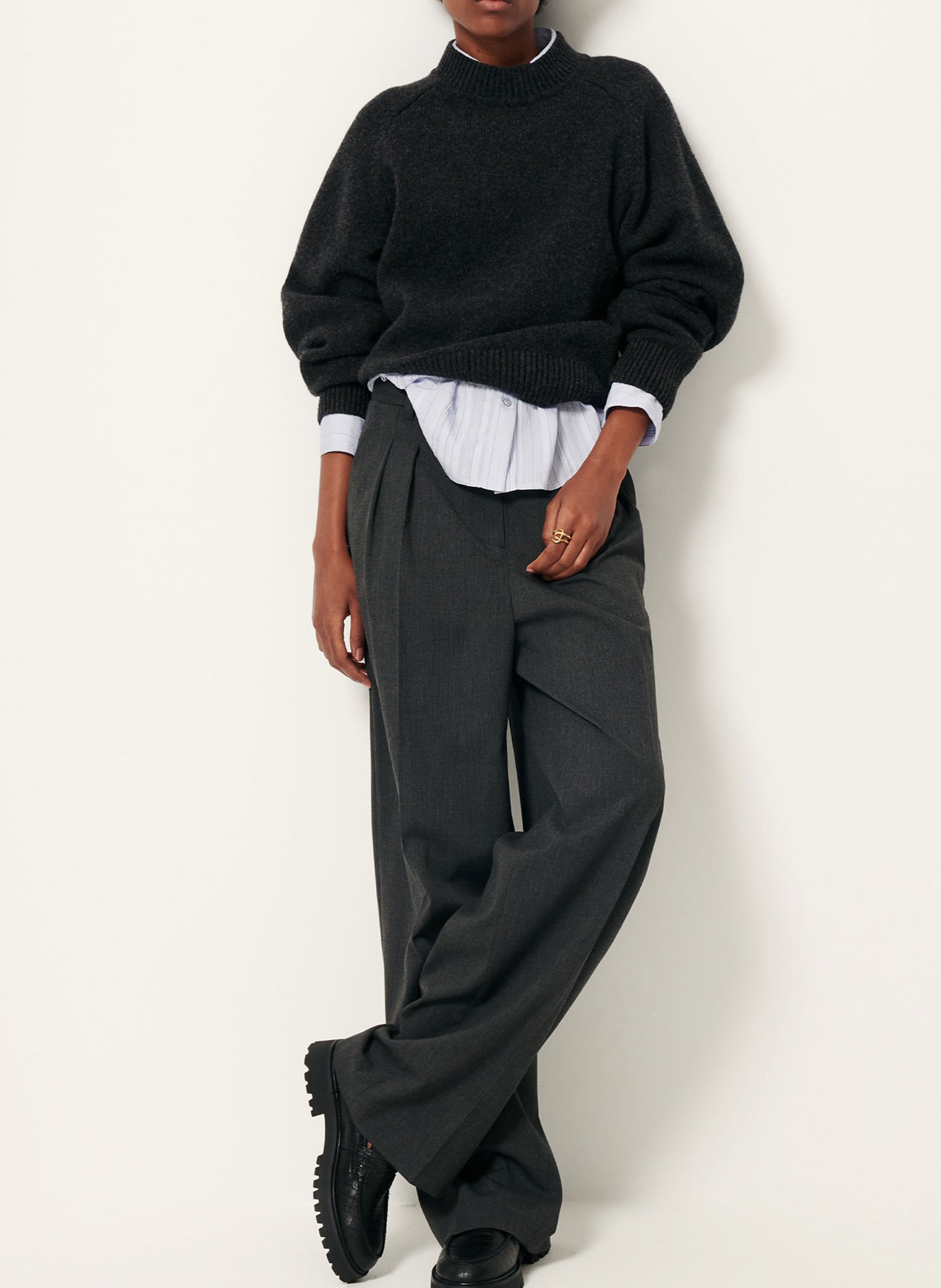 Straight wool-blend sweater Grey