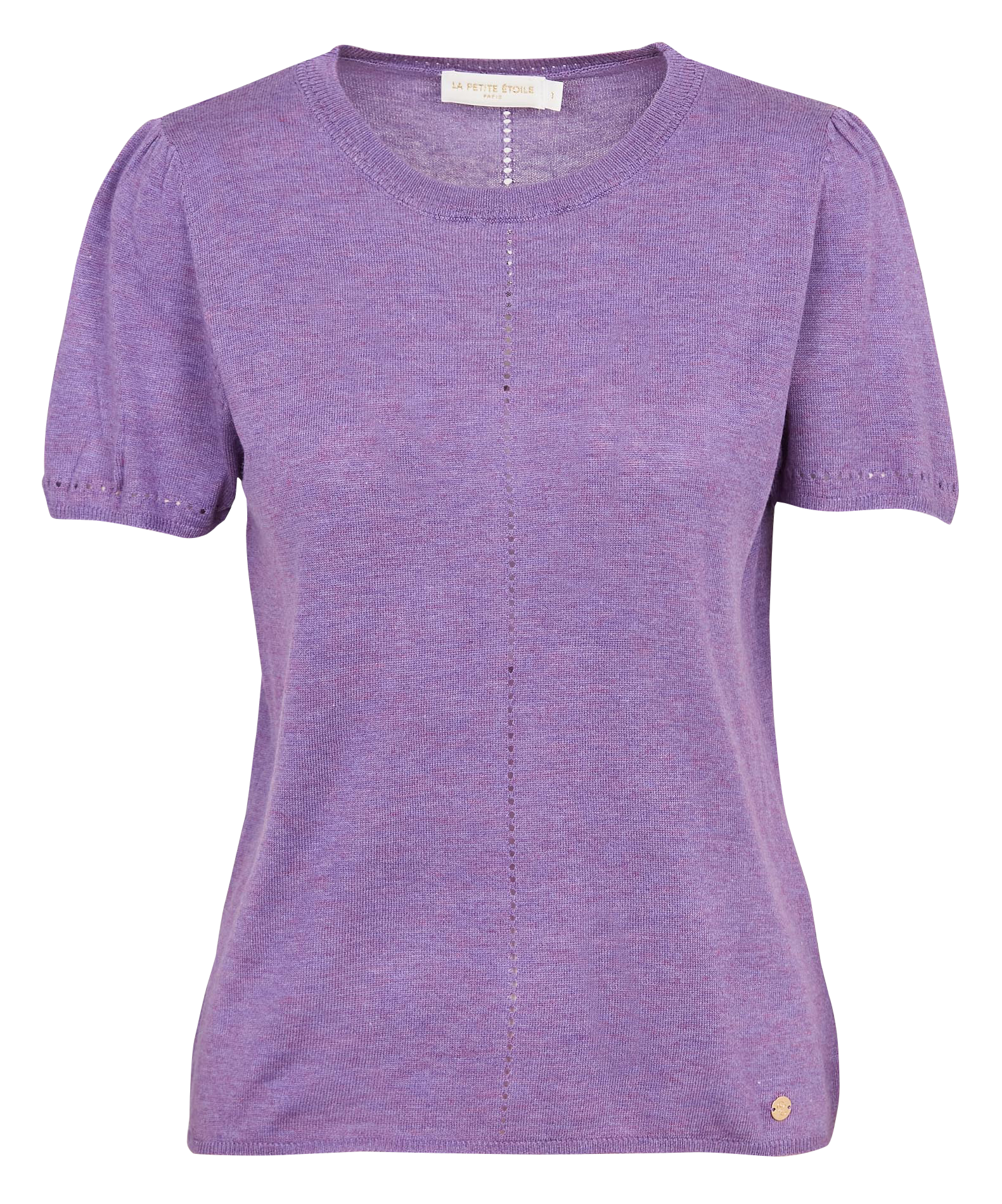 Pull col rond uni manches courtes LA PETITE ETOILE Violet