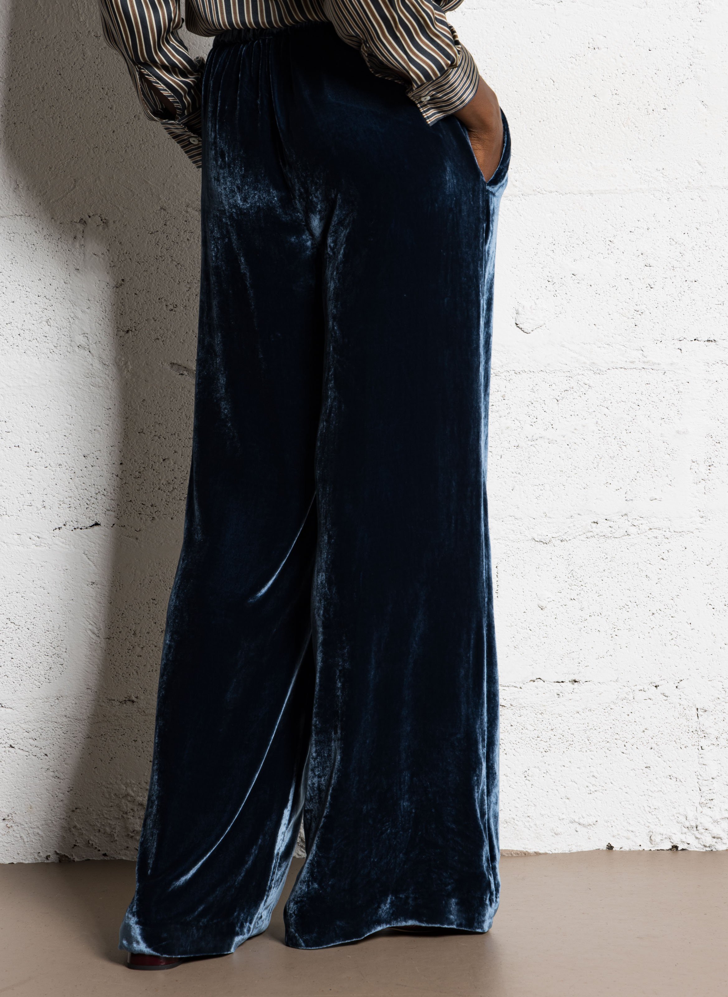 Pantalon large en velours DIEGA Bleu