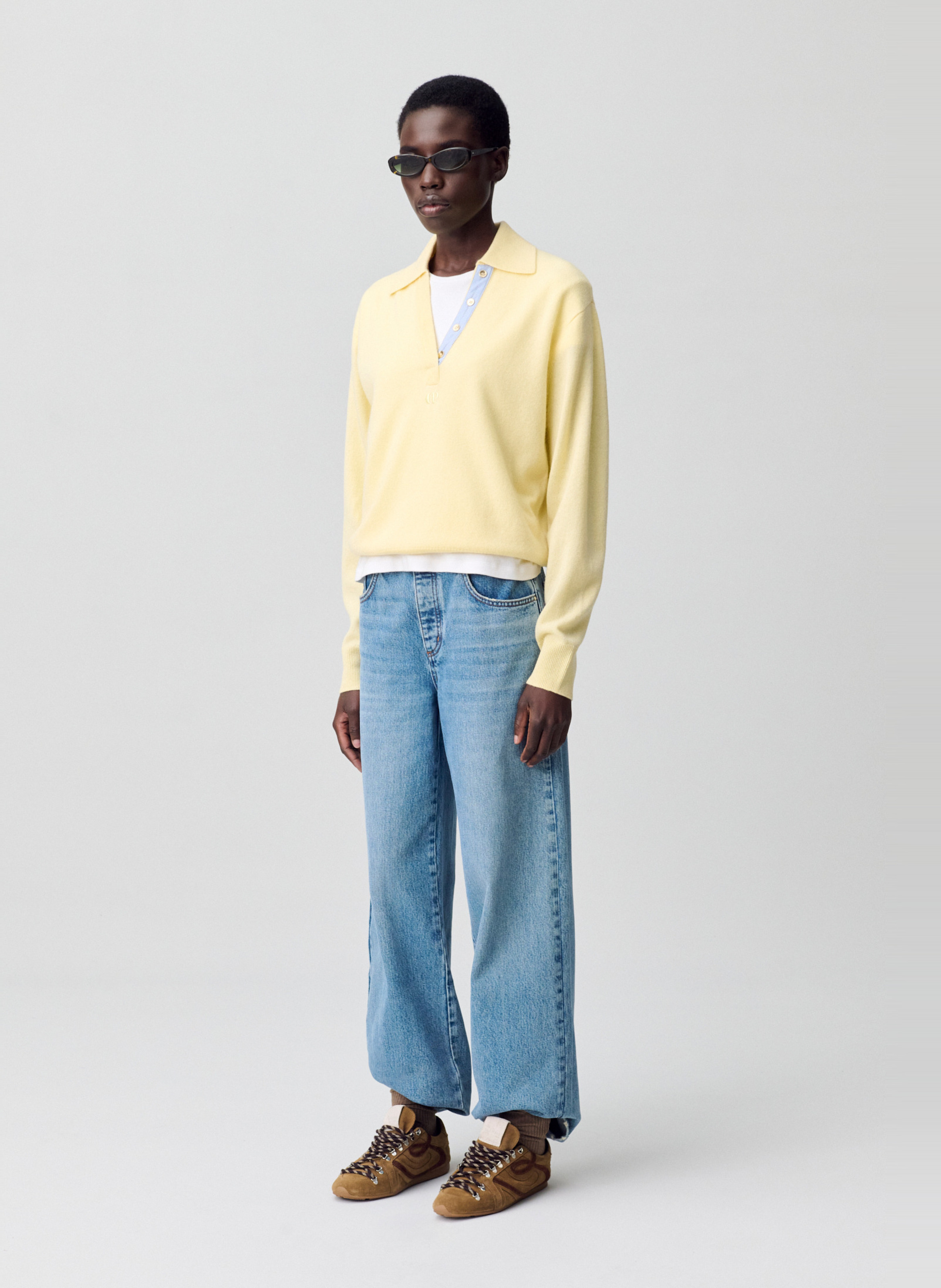 Straight wool blend polo CLAUDIE PIERLOT Yellow