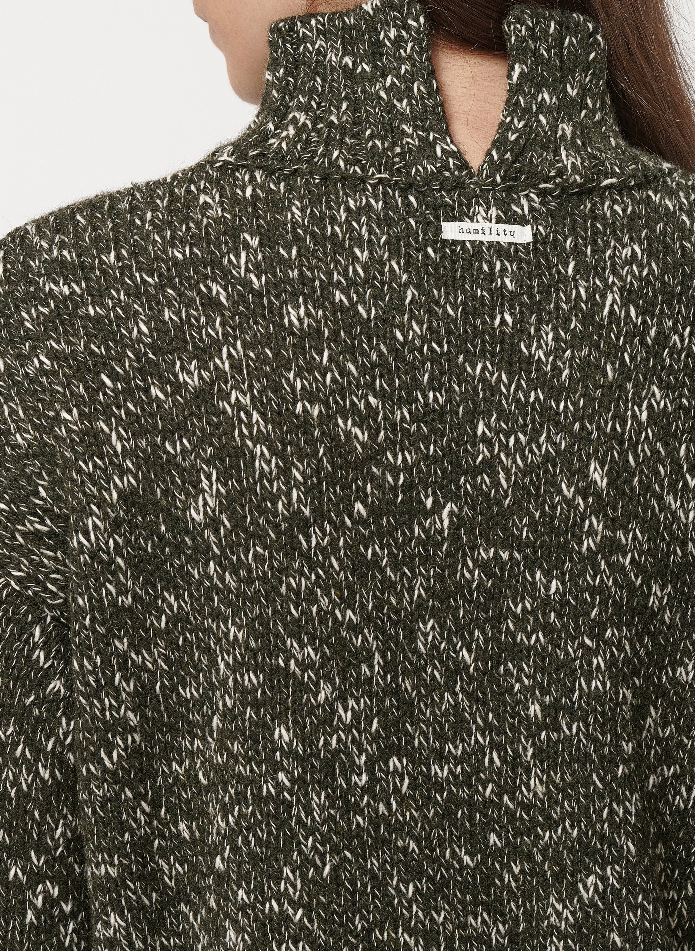 Pull col montant en maille chinée HUMILITY Vert