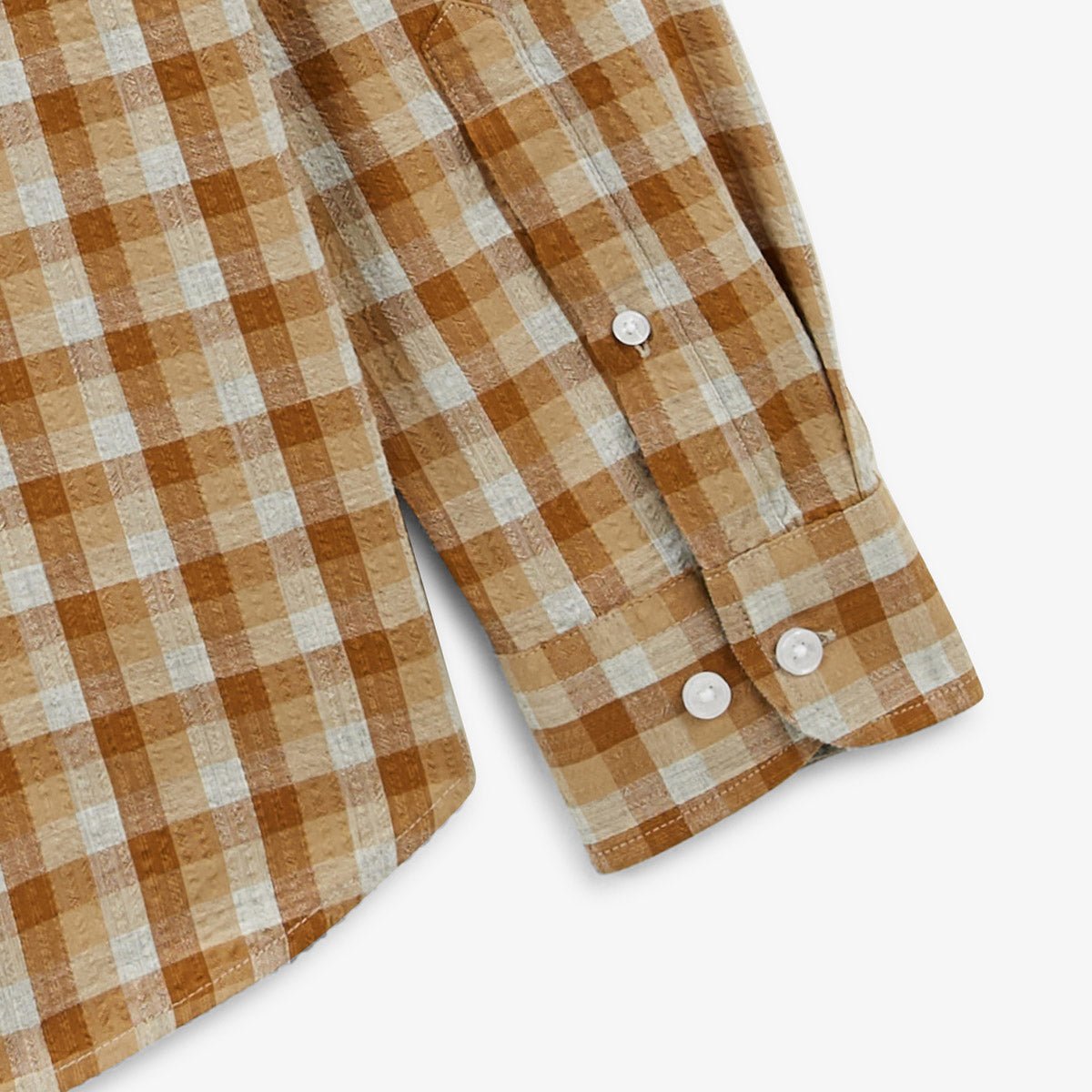 Checked long-sleeved shirt Beige