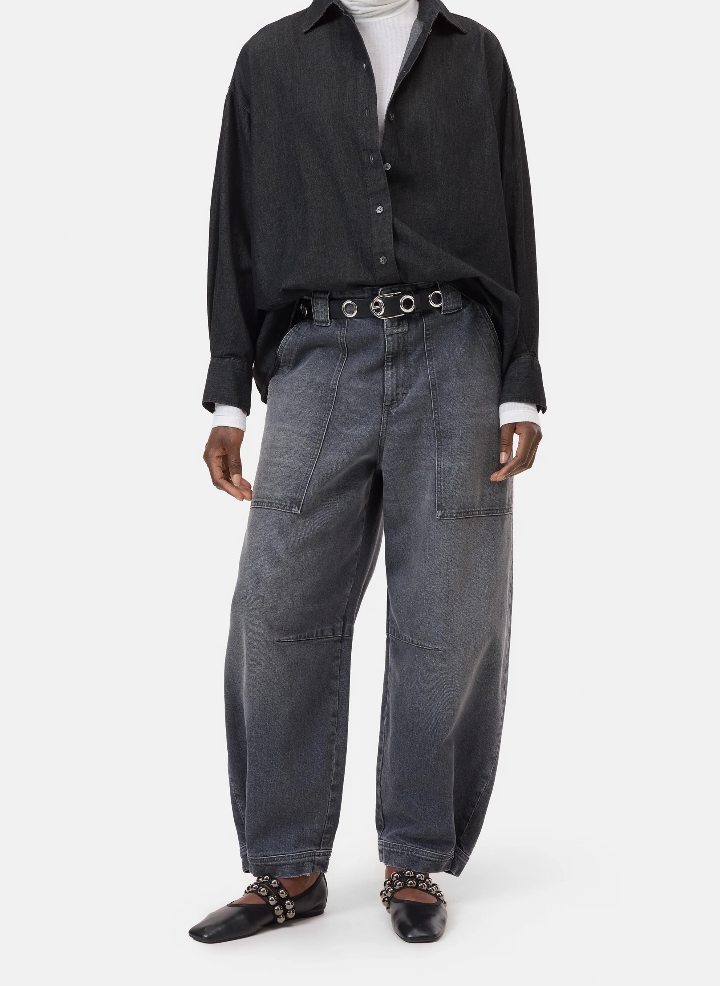 Chemise oversize col classique en coton CLOSED Gris