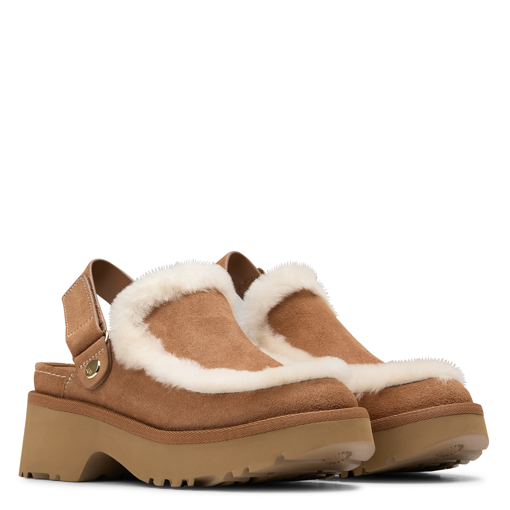 Sabots compensés en cuir mélangé UGG Marron