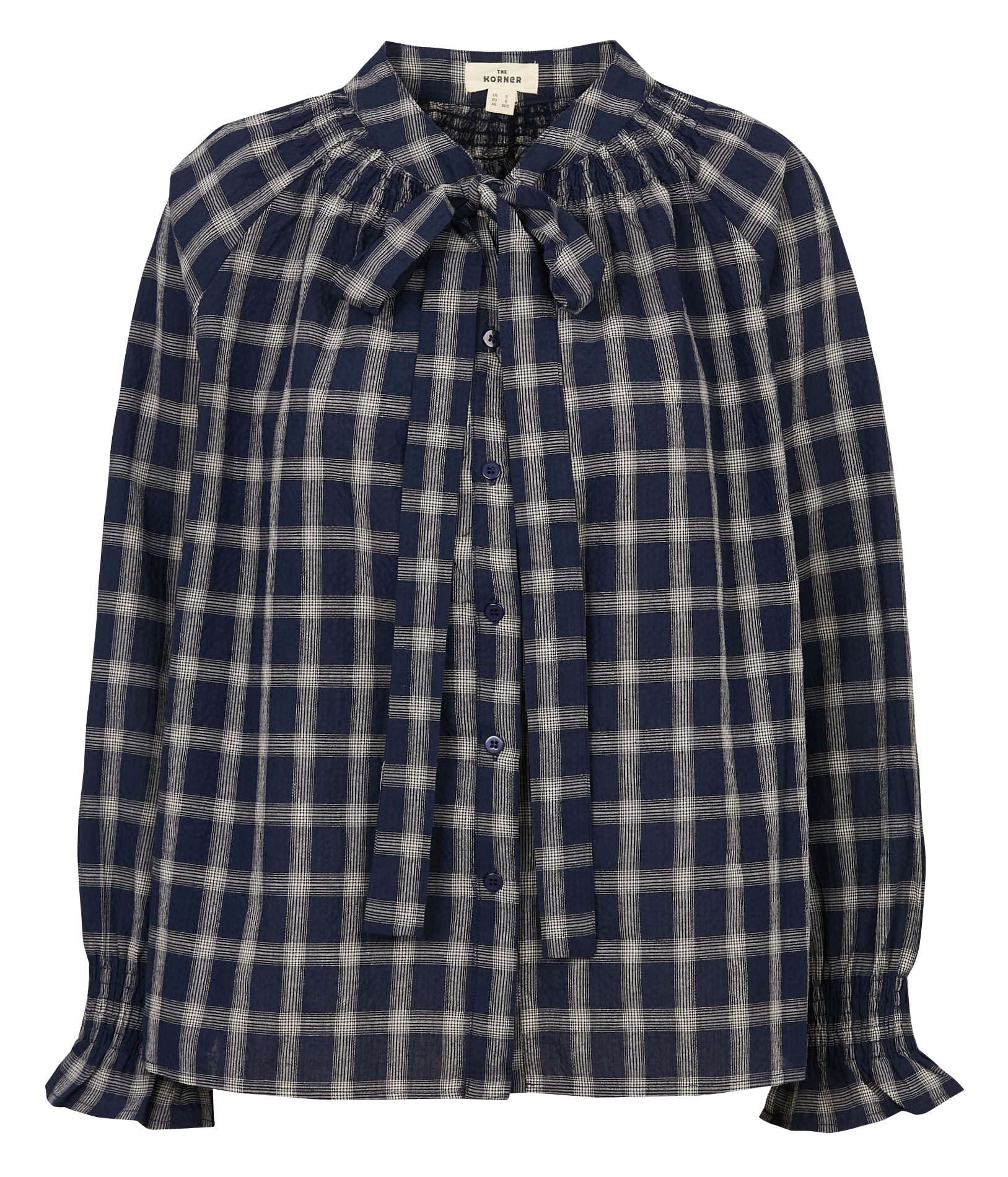 Baumwollbluse mit Schluppenkragen THE KORNER Blau