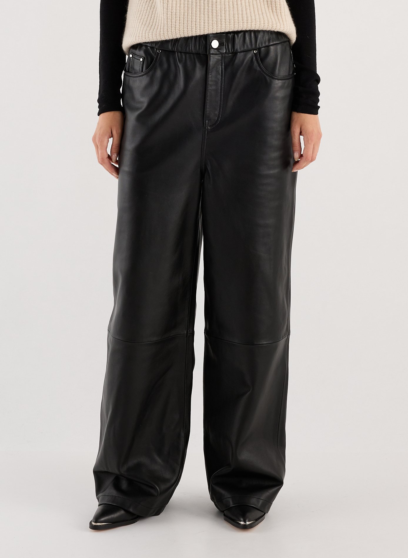 Weit geschnittene Lederhose SAISON 1865 Schwarz