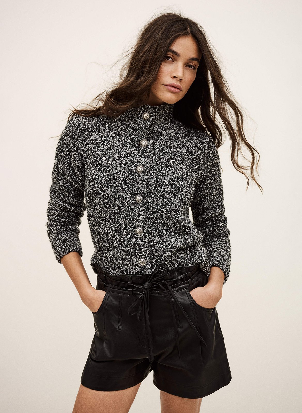 Straight wool blend high-neck vest BA&SH Black