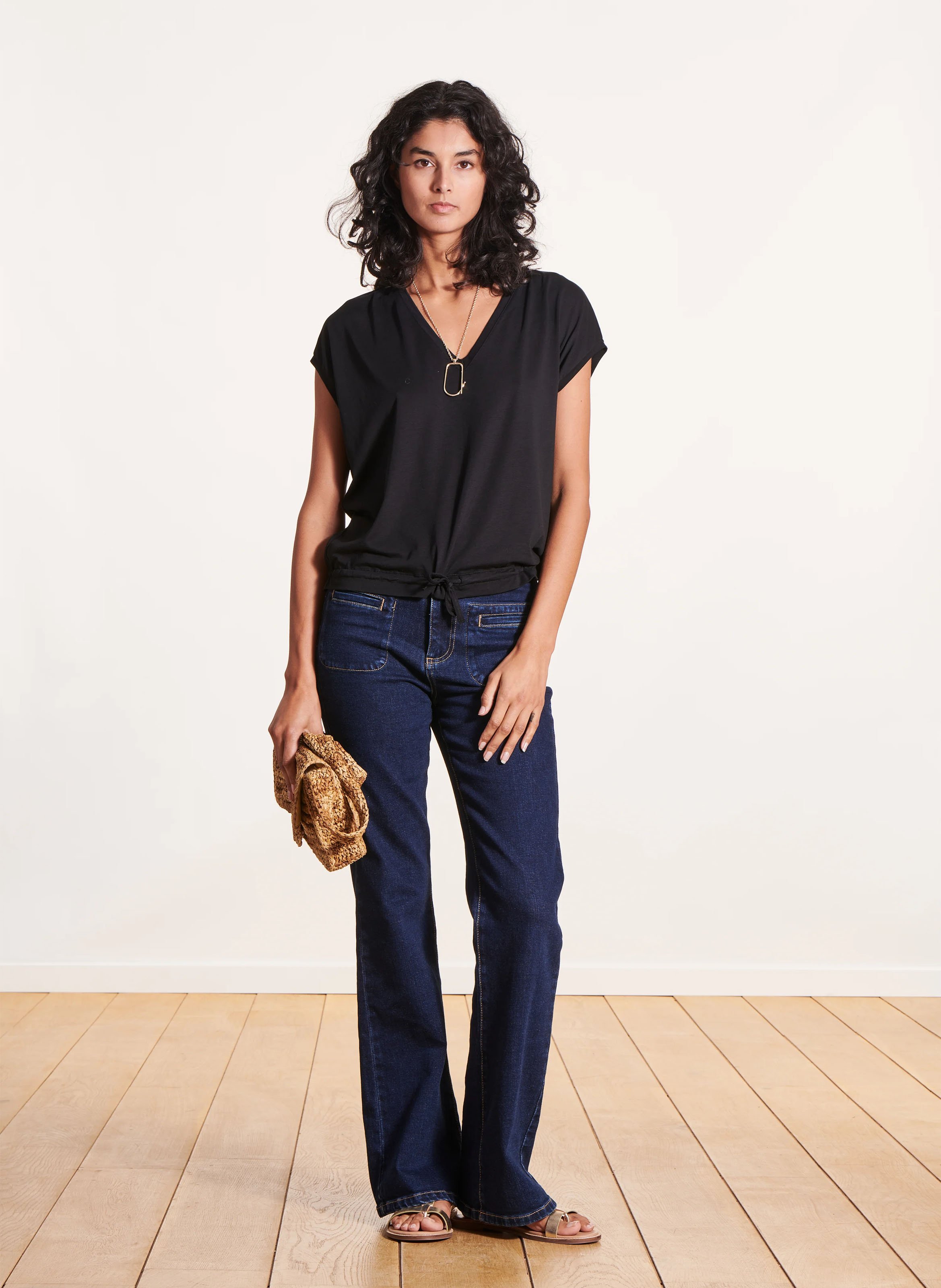 Tee-shirt fluide en coton mélangé  LA FEE MARABOUTEE Noir