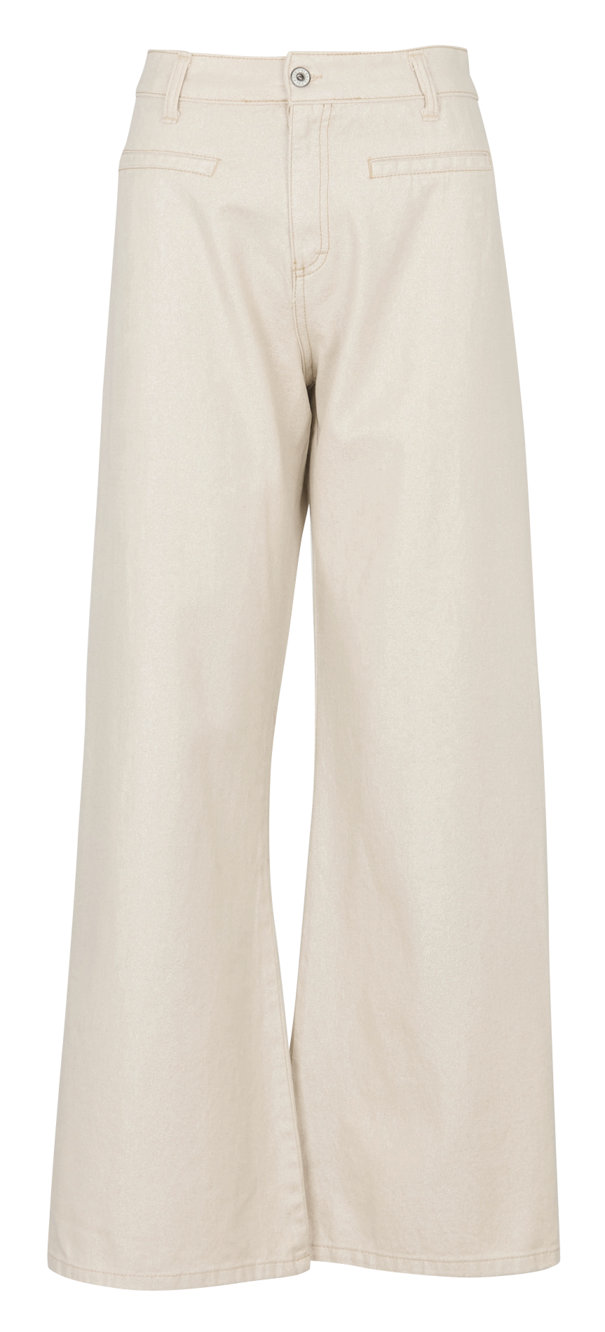 Jean large pailleté à poches PLEASE Beige