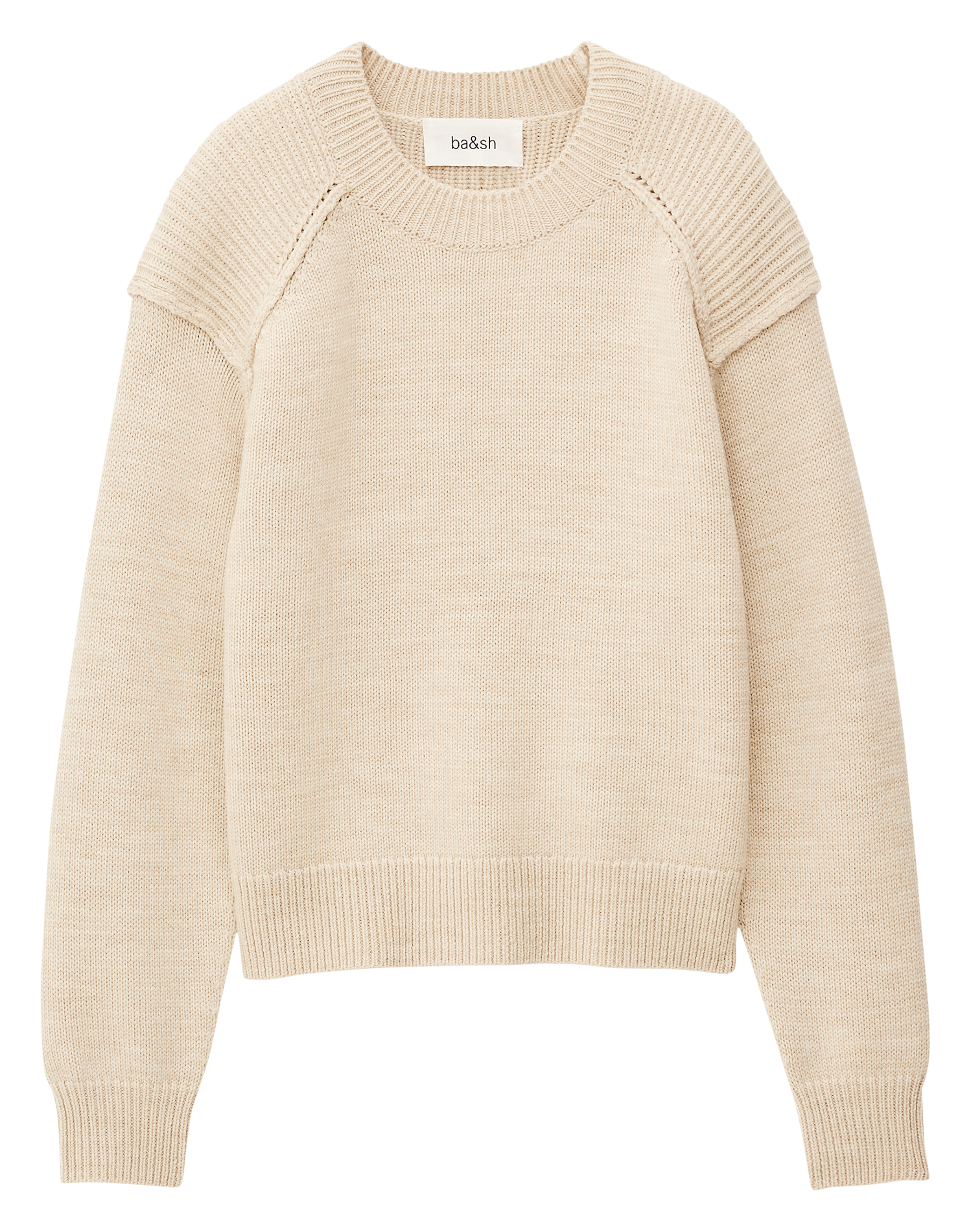 Rechte, wollen trui met ronde hals BA&SH Beige