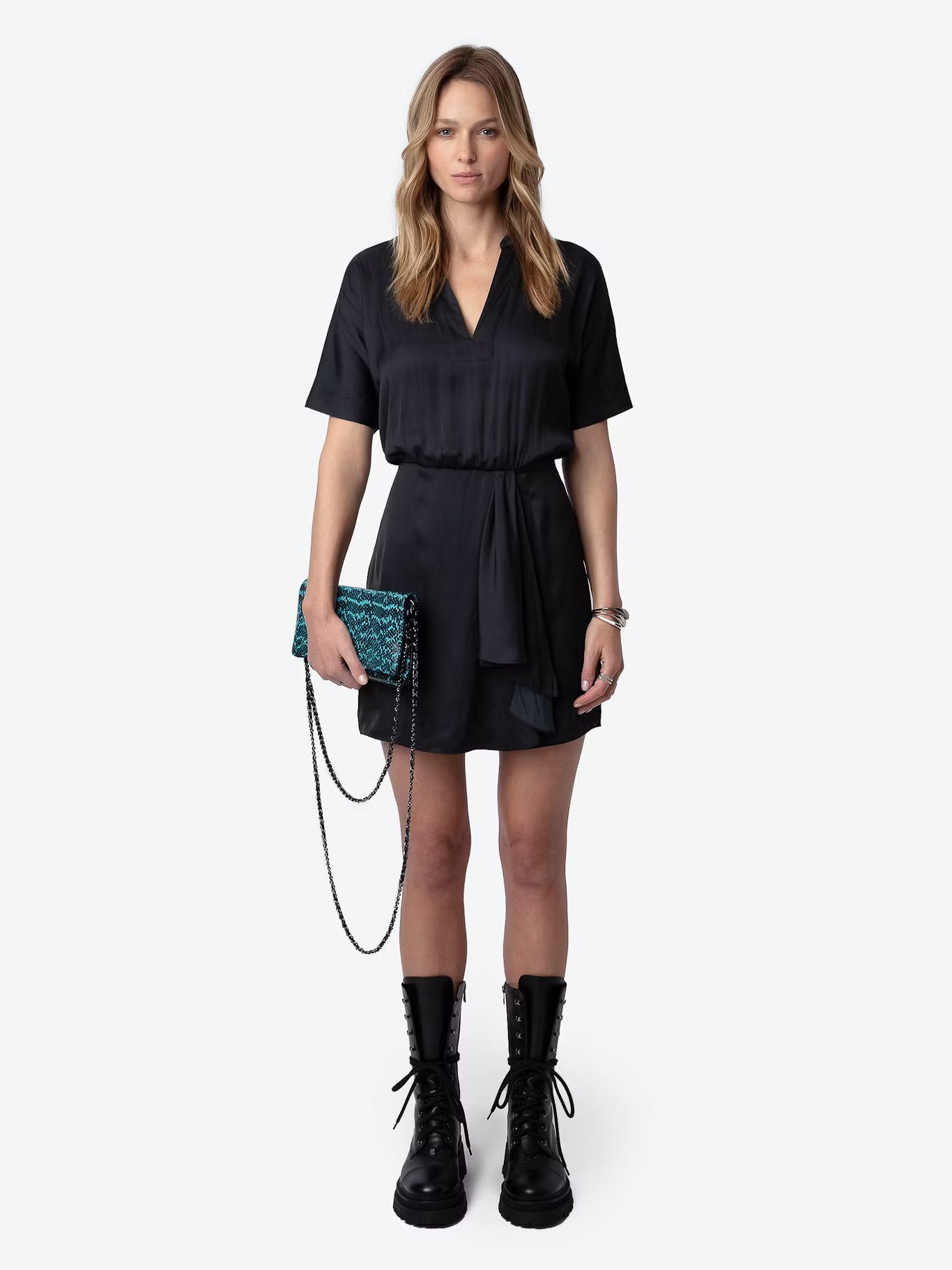 Robe courte col tunisien en satin  ZADIG&VOLTAIRE Noir