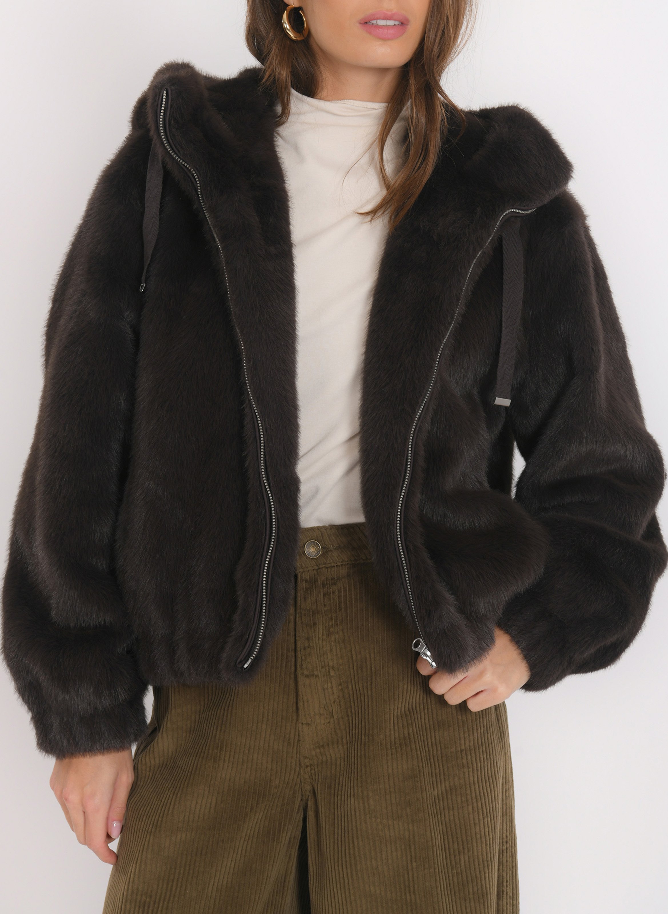 Manteau en fourrure synthétique KOOKAI Marron