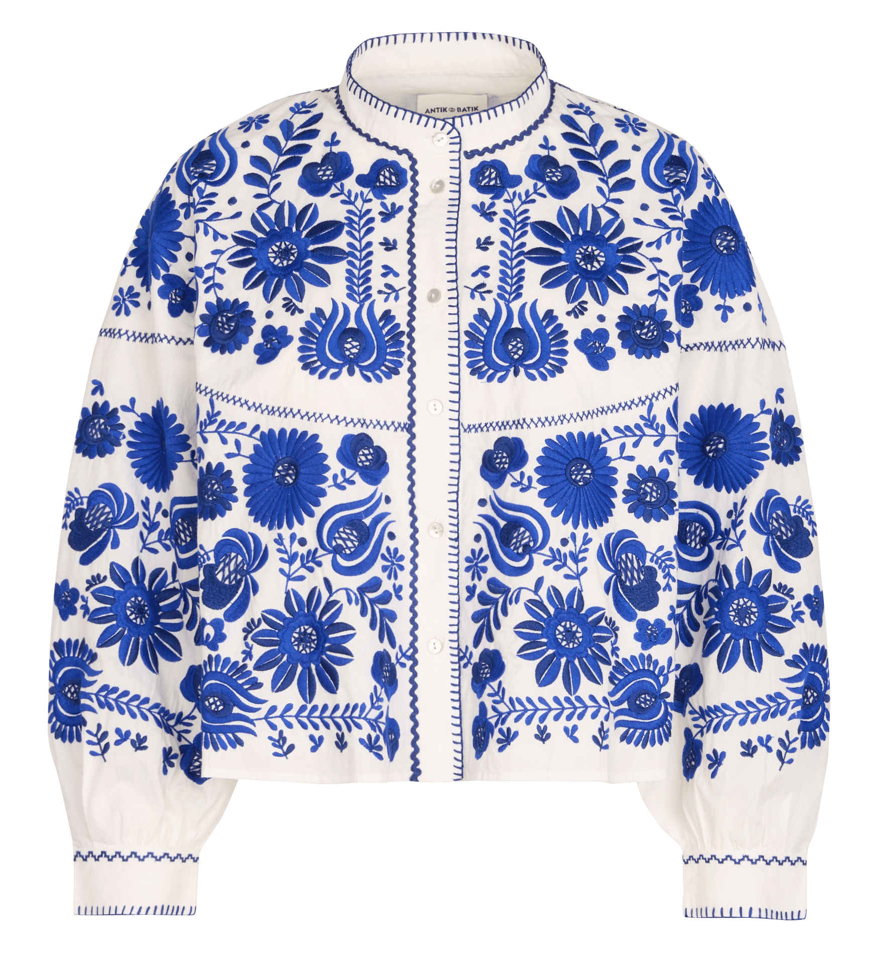 Katoenen blouse met ronde hals ANTIK BATIK Wit