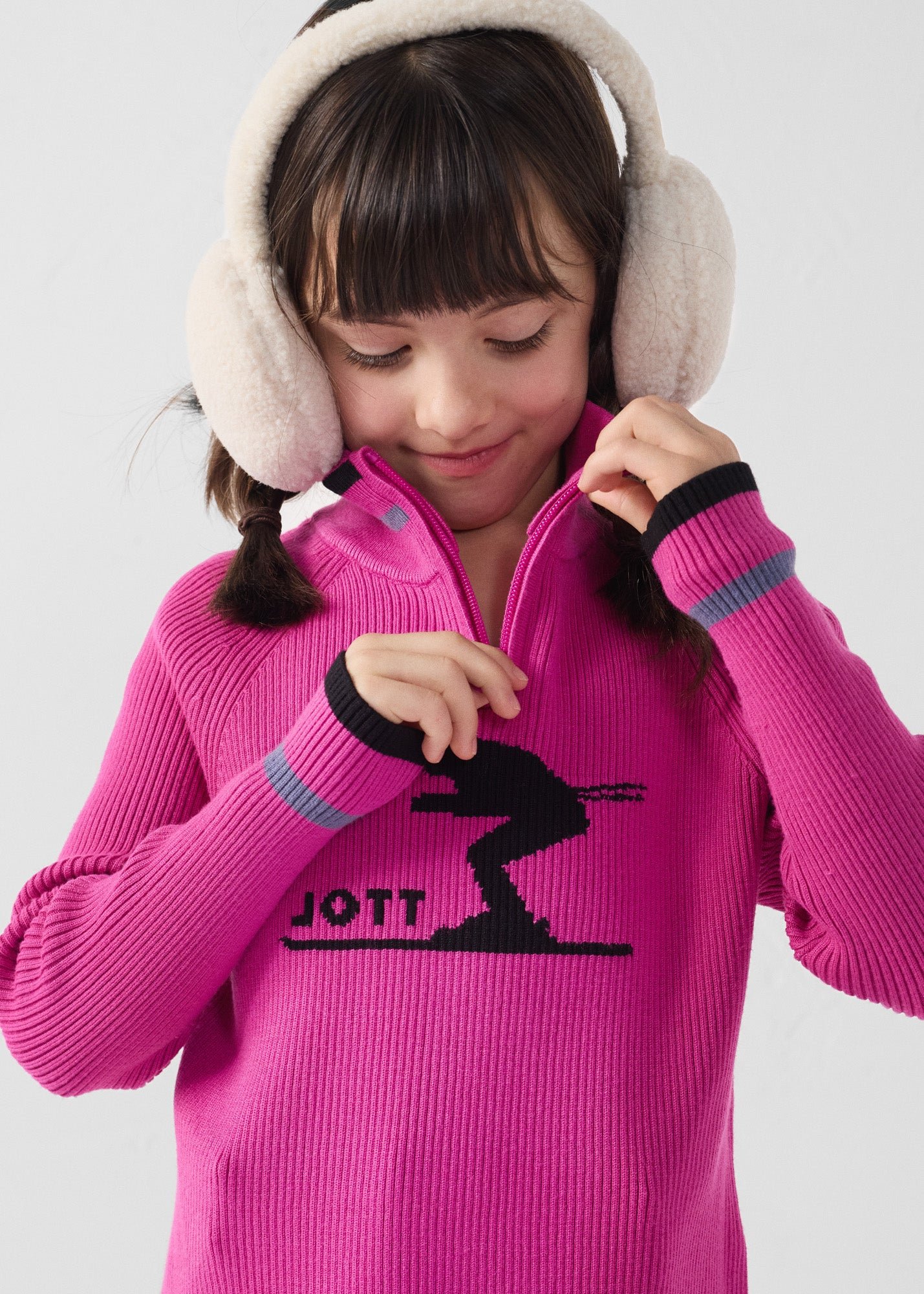 Ribbed high neck sweater JOTT Pink