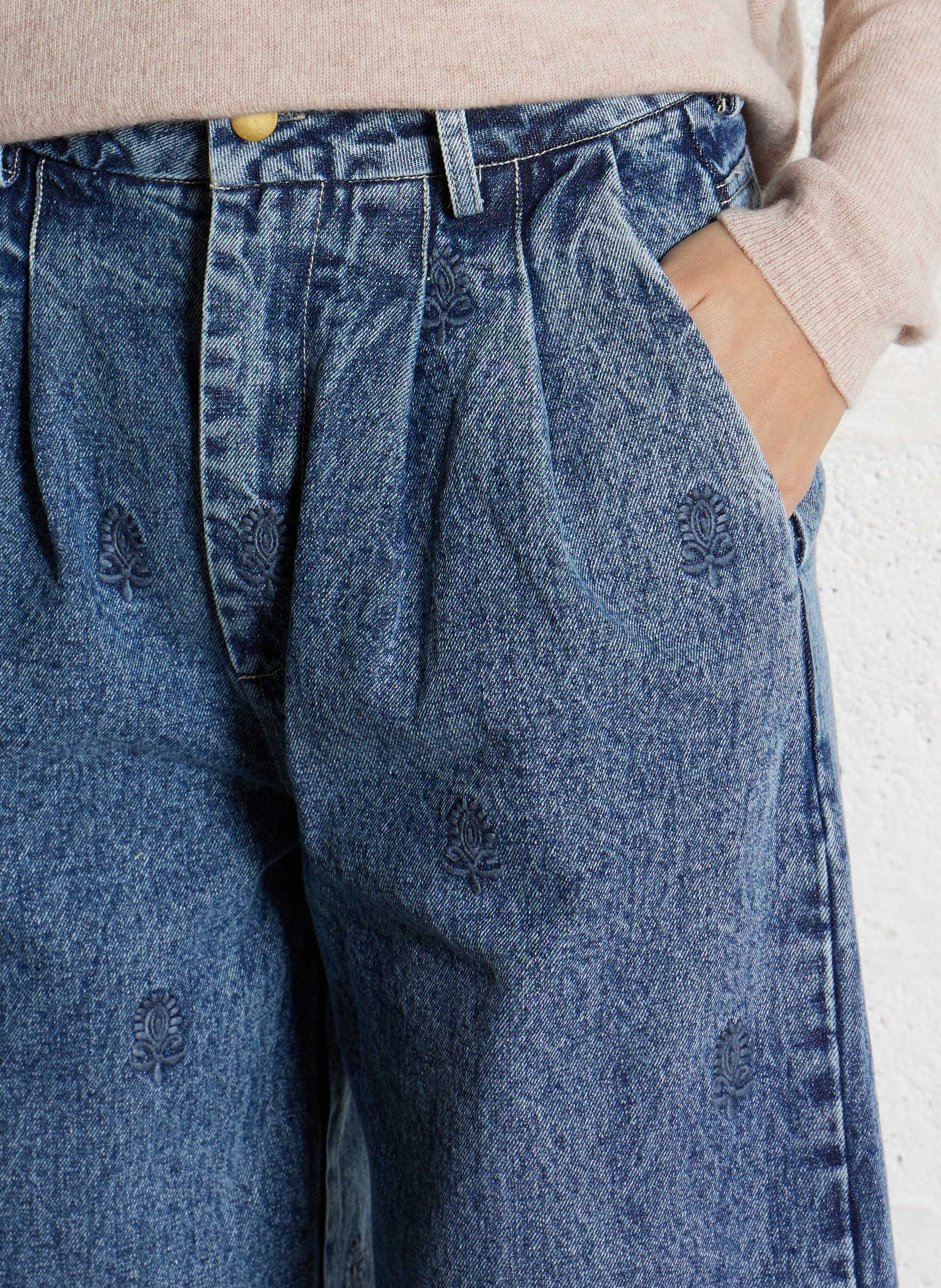 Jean large taille haute en coton  MAISON HOTEL Bleu