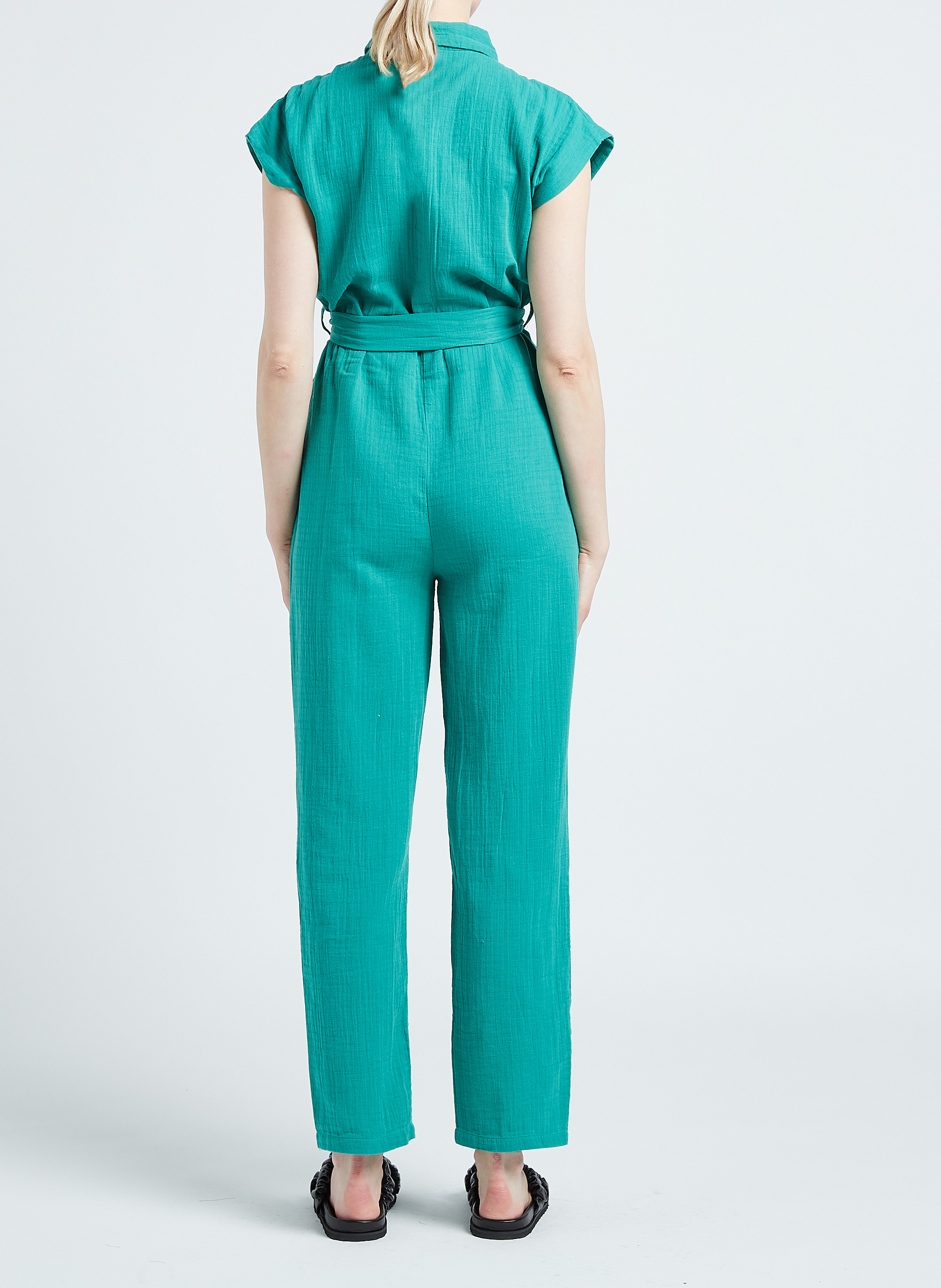 Katoenen jumpsuit met klassieke kraag VILA Groen