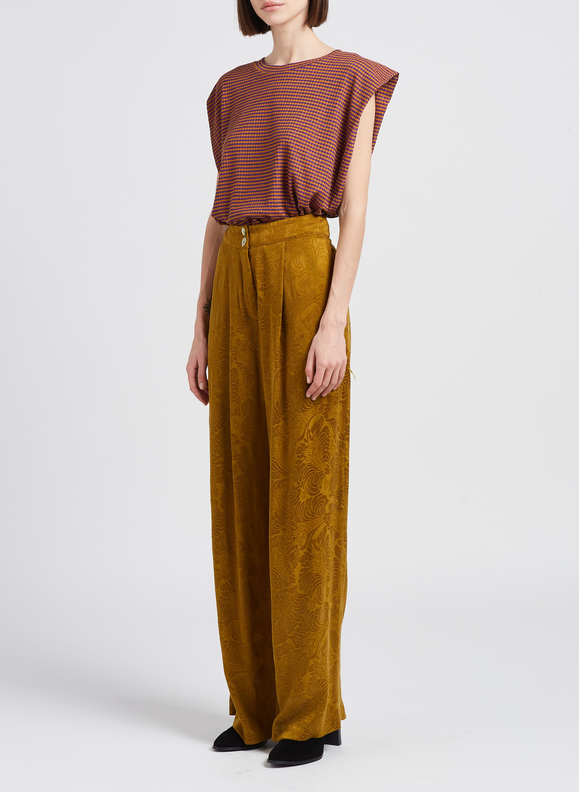 Wide-leg jacquard pants MOMONI Brown