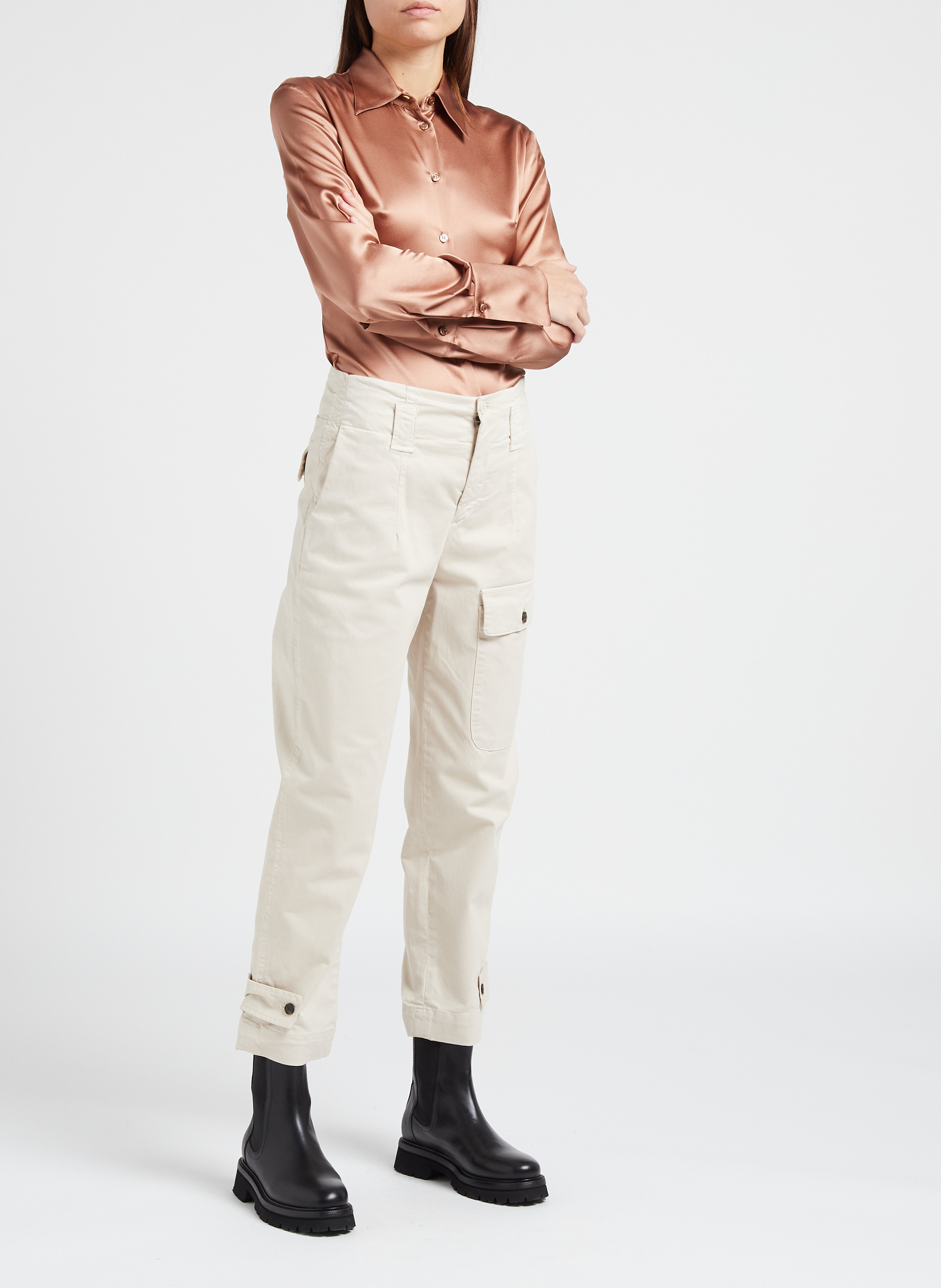 Licht glanzende, zijden stretchblouse PINKO Bruin