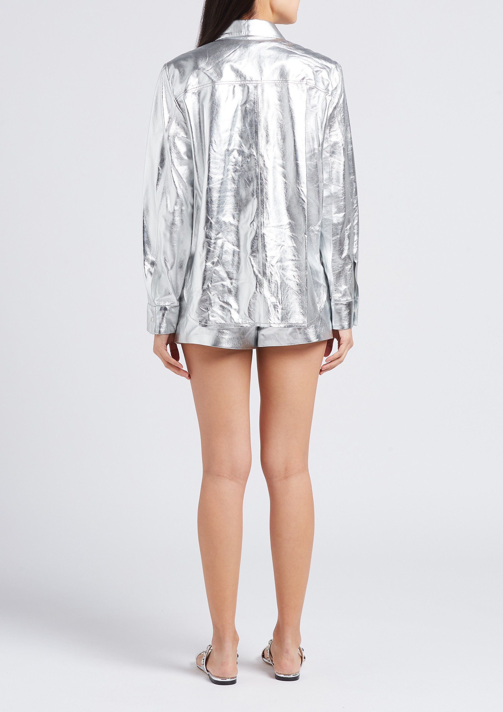 Short droit métallisé en cuir  IRO Argent