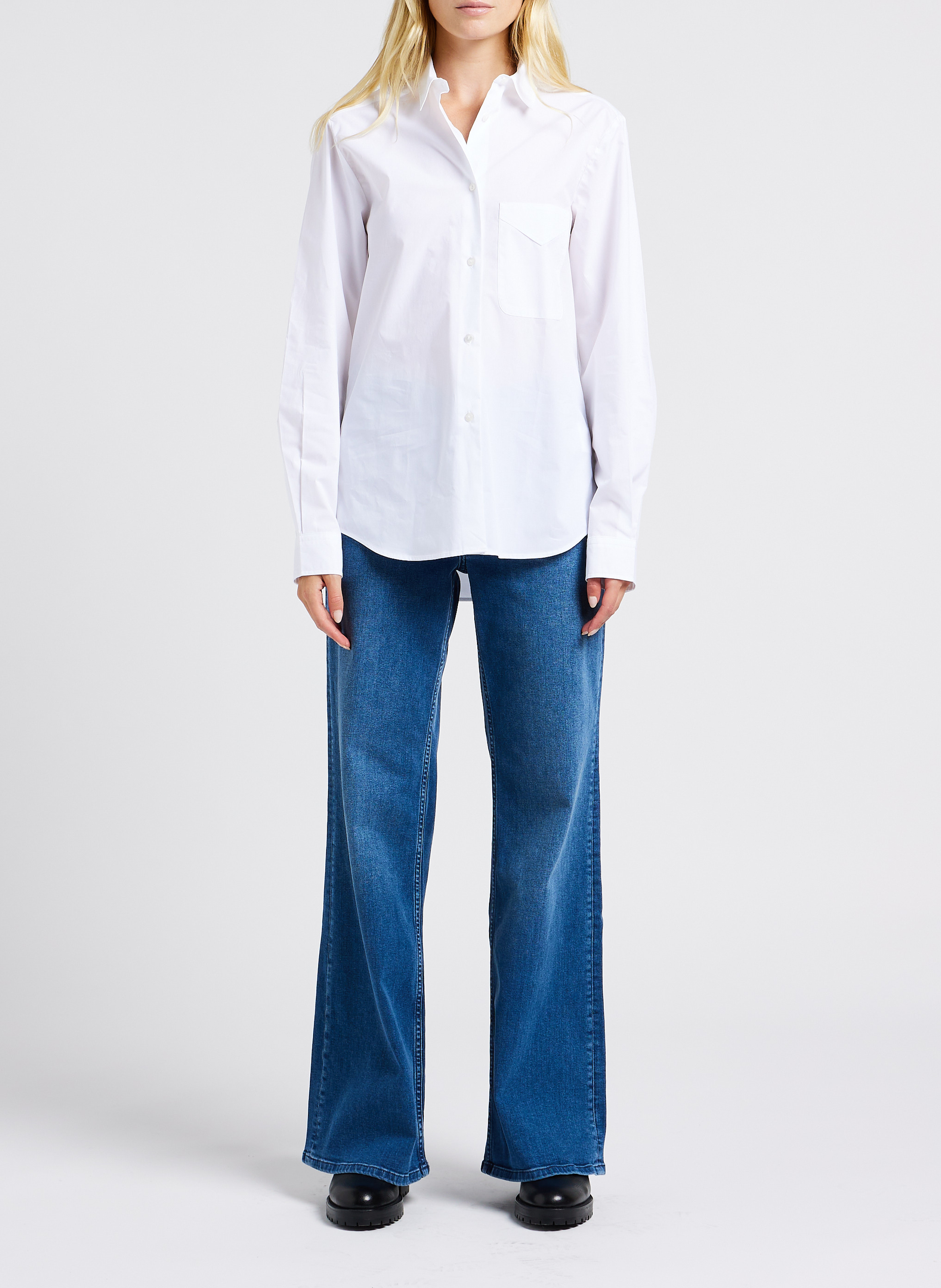 Chemise à col classique droite en coton ACQUAVERDE Blanc