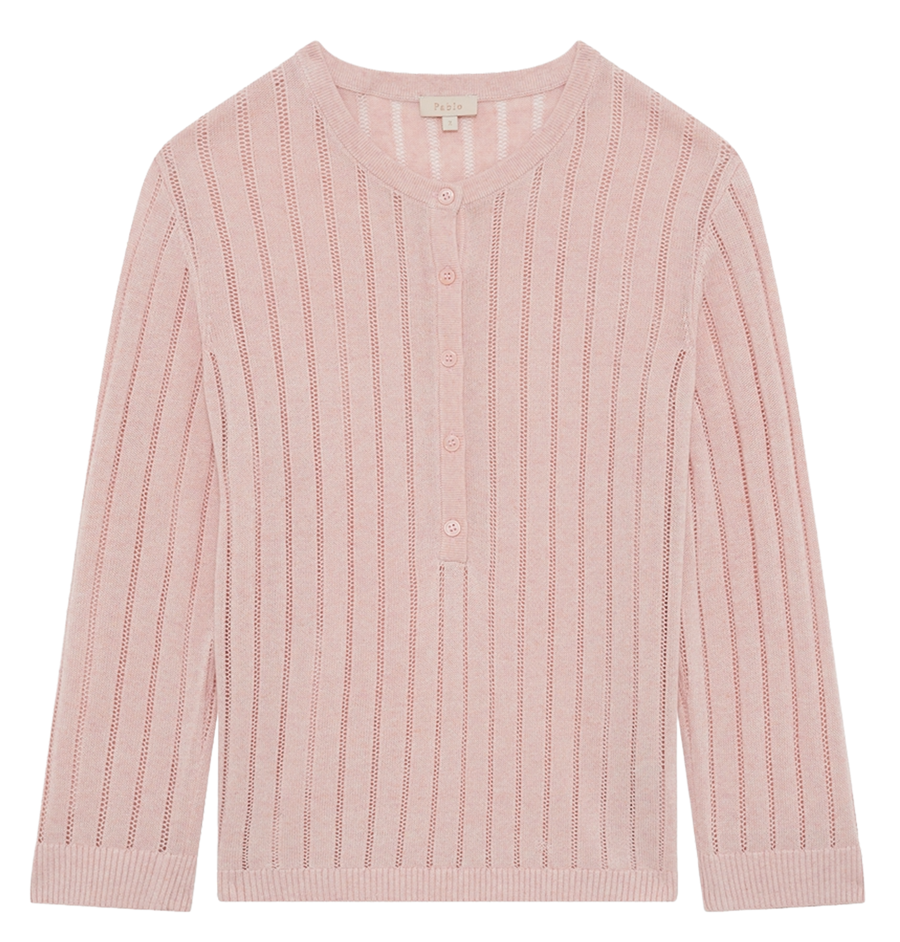 Straight round-neck knit sweater PABLO Pink