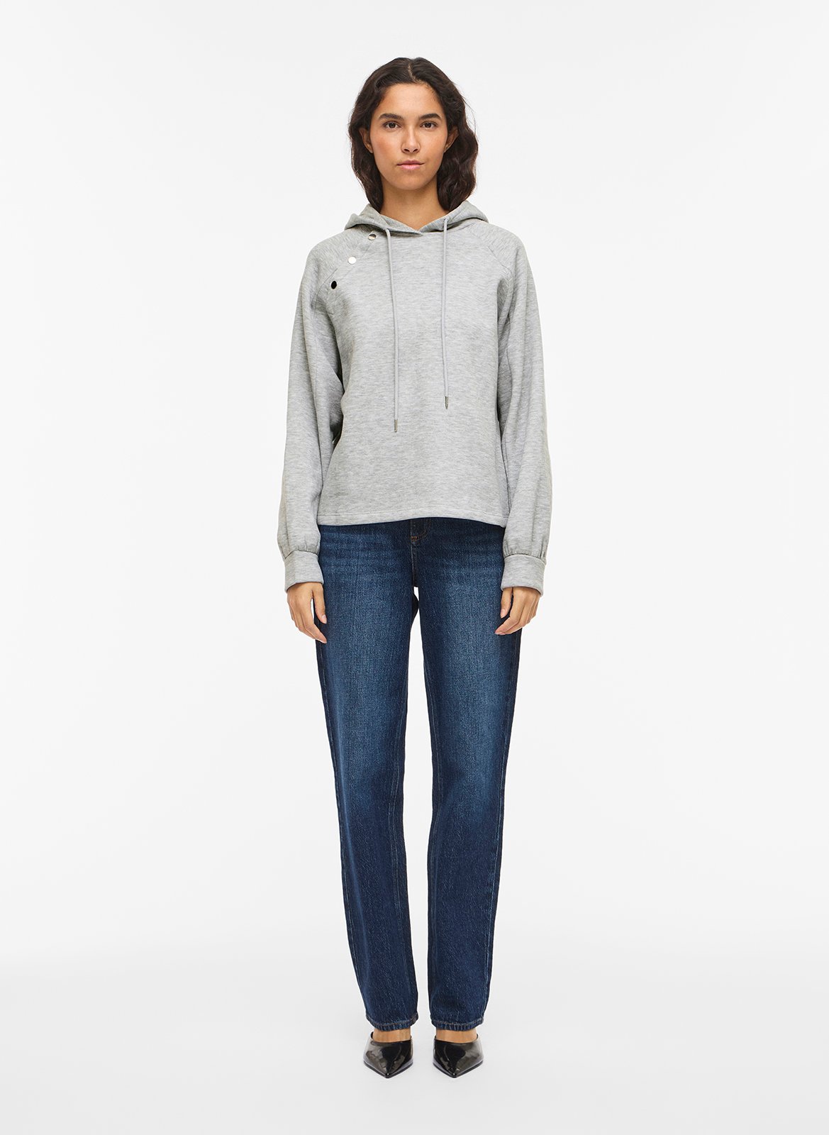 Weites Kapuzensweatshirt uni VILA Grau