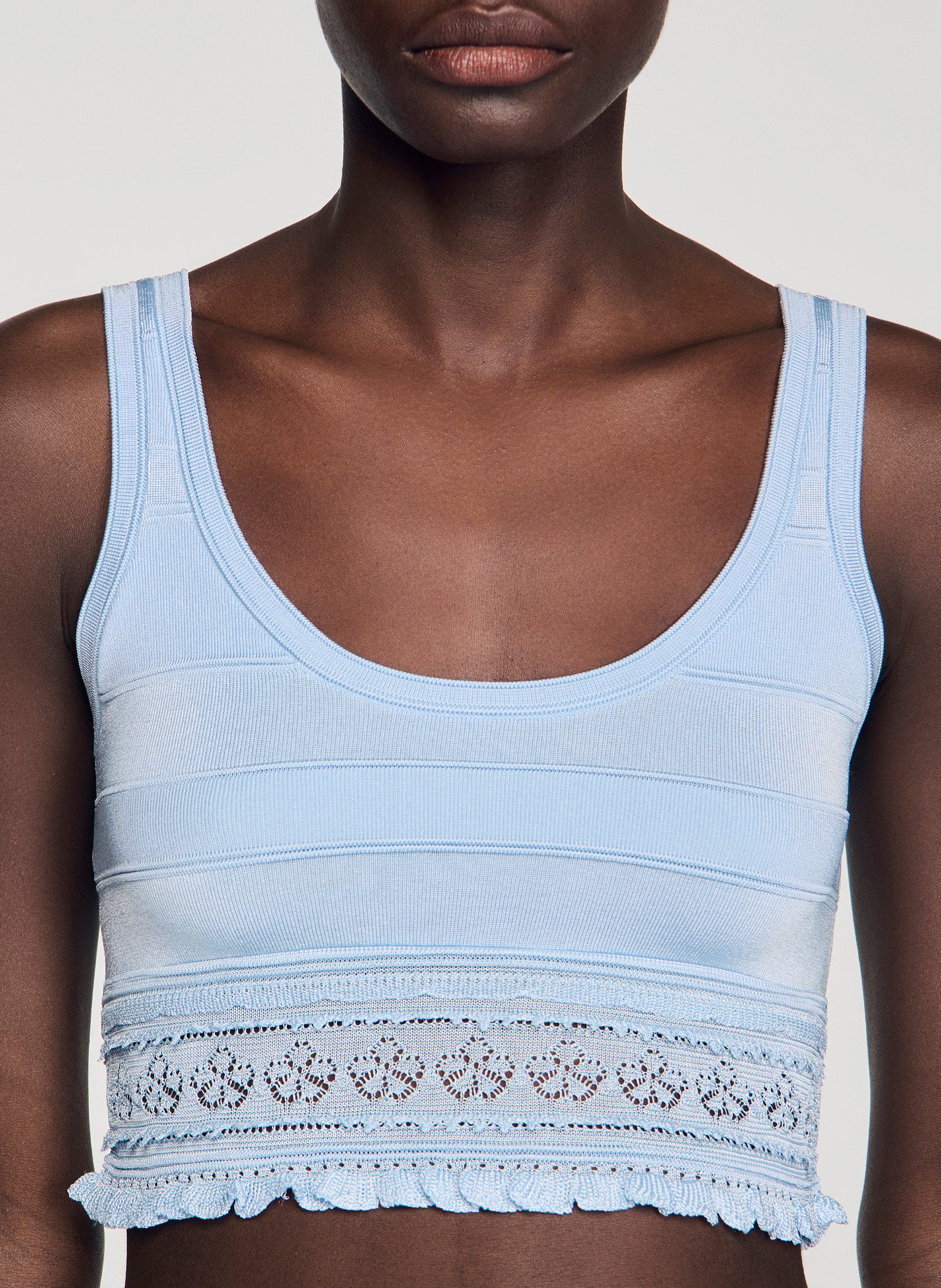 Korte top van tricot SANDRO Blauw