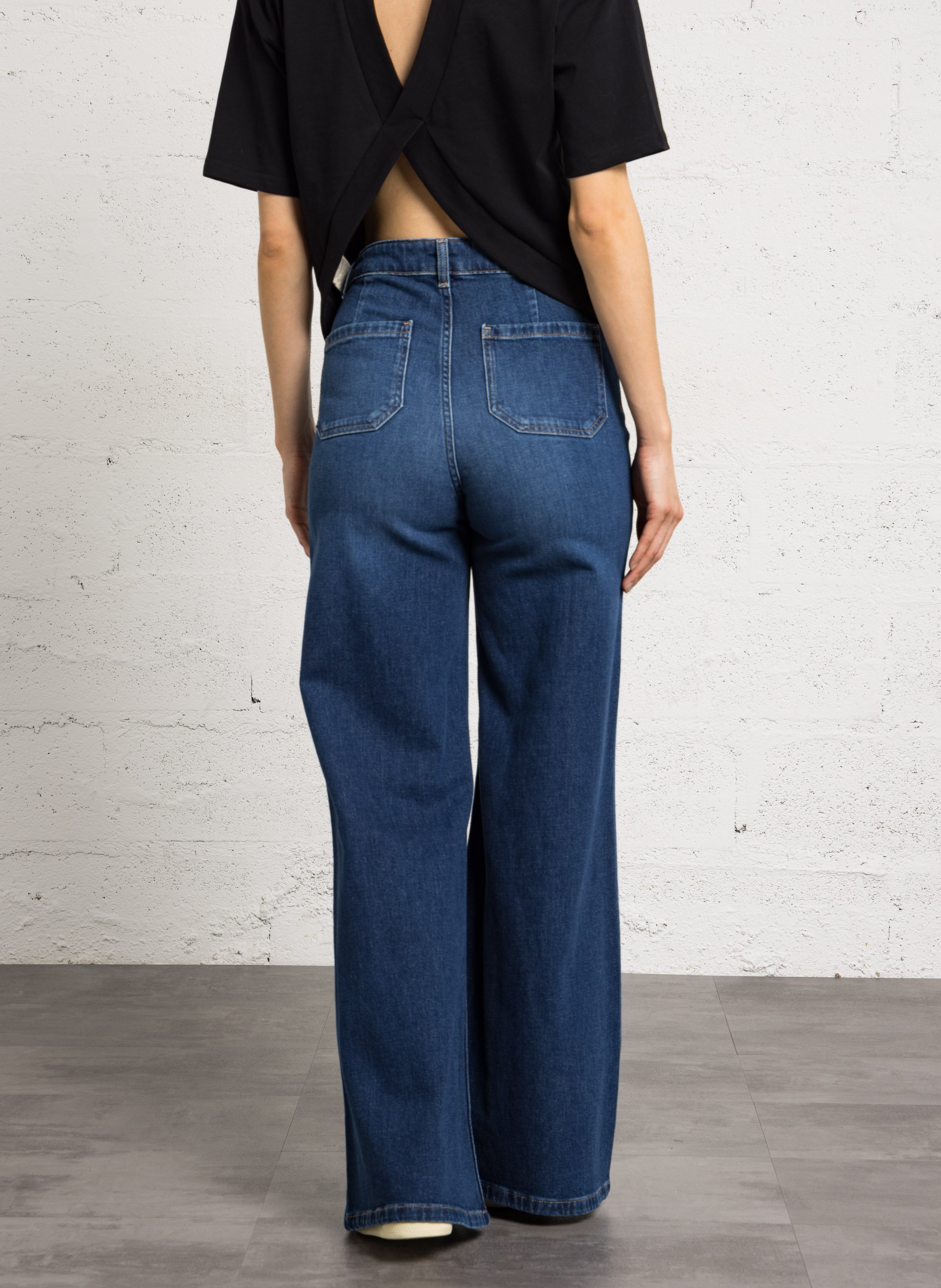 Weite High-Waist-Jeans uni MAISON 123 Blau