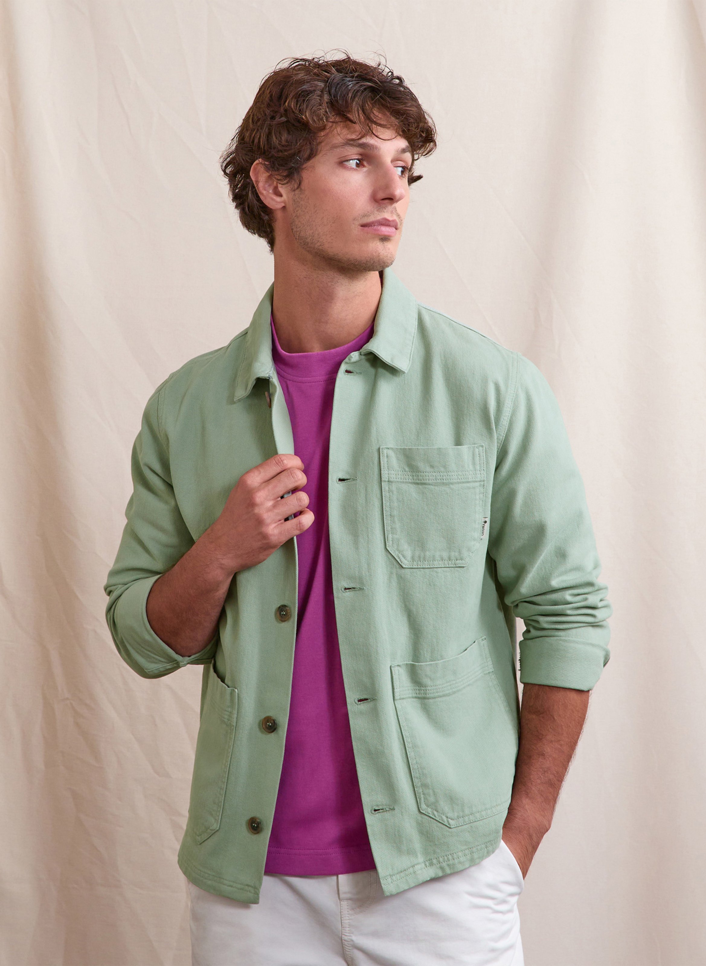 Weite Jacke mit klassischem Kragen aus Baumwollcanvas FAGUO