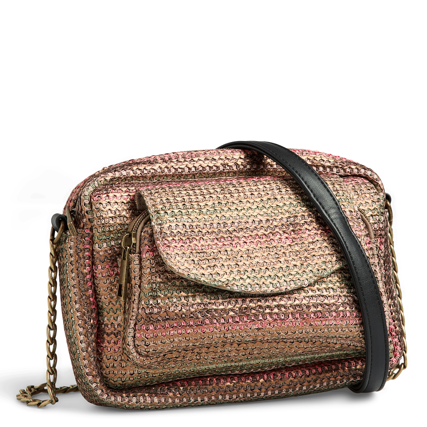 Rieten schoudertas PIECES Grijs