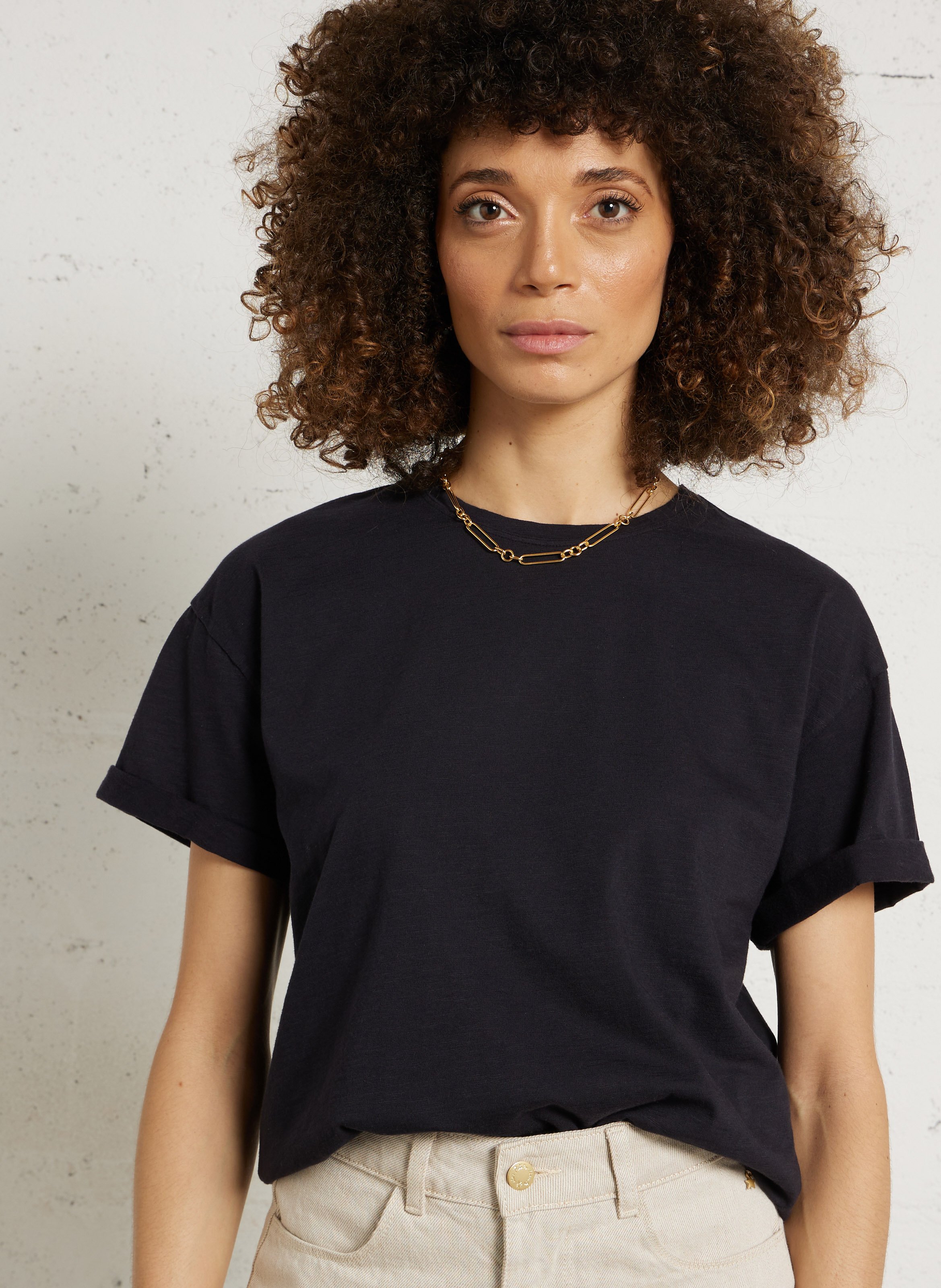 Tee-shirt droit col rond en coton DES PETITS HAUTS