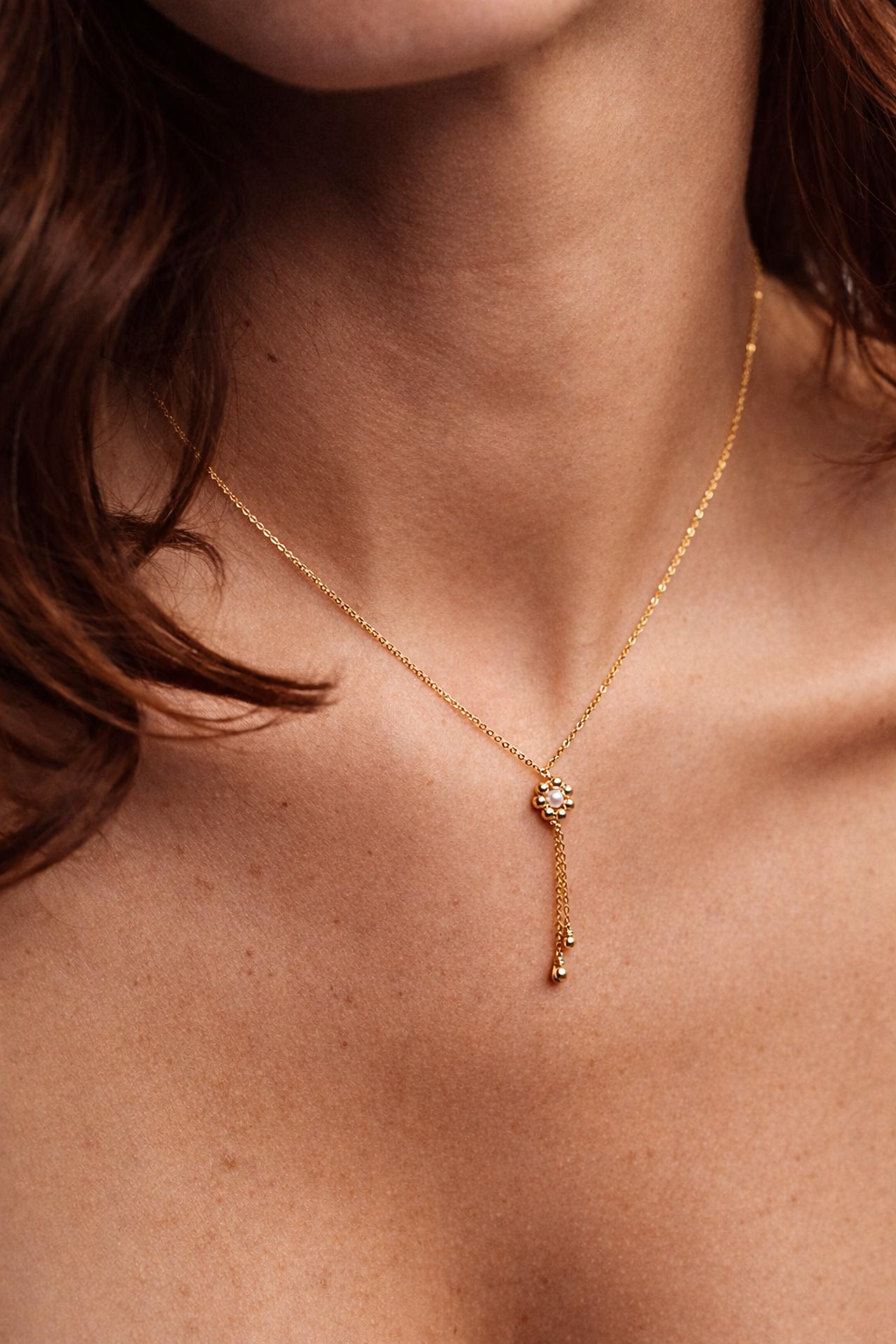 Daisy pearl tie necklace YAY Golden