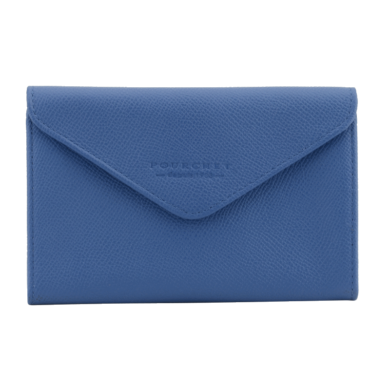 Calfskin leather wallet POURCHET Blue