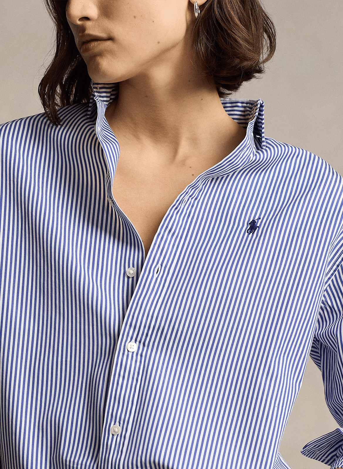 Gerade geschnittenes Polohemd aus gestreifter Baumwolle POLO RALPH LAUREN Blau