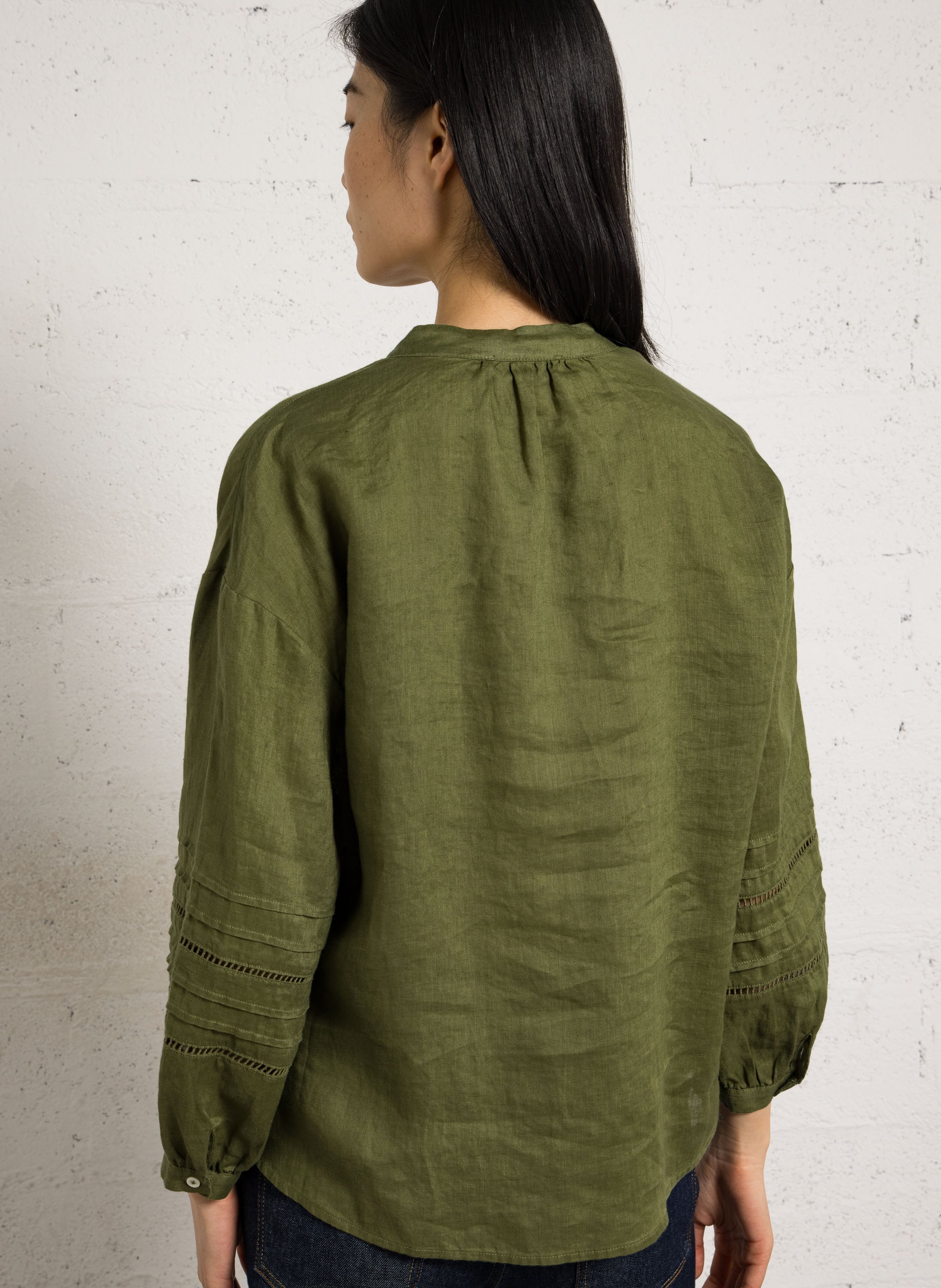Loose linen blouse Green