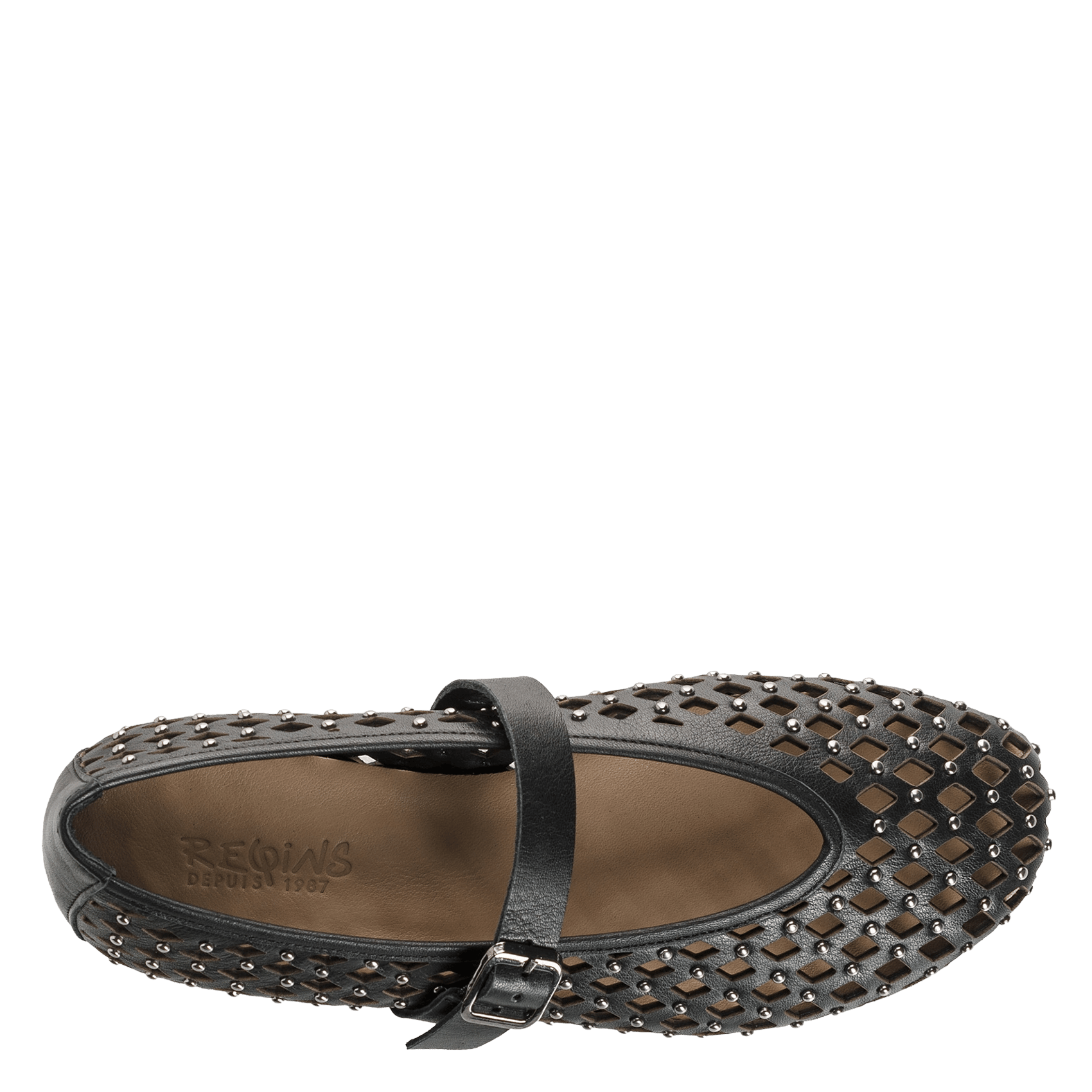 Ballerines en cuir ajourées REQINS Noir