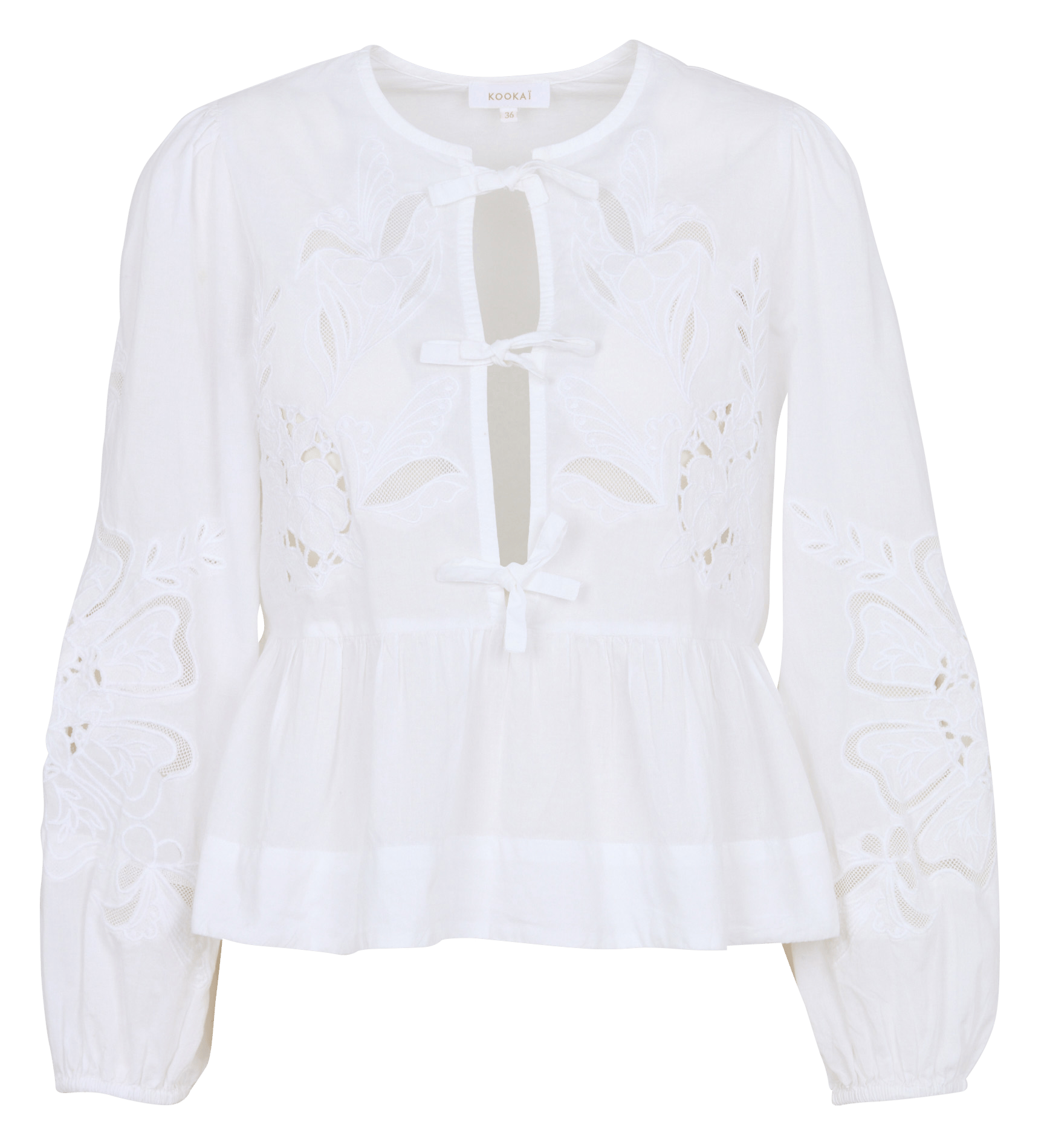 Gerade geschnittene Bluse mit rundem Ausschnitt aus bestickter Baumwolle KOOKAI Weiss