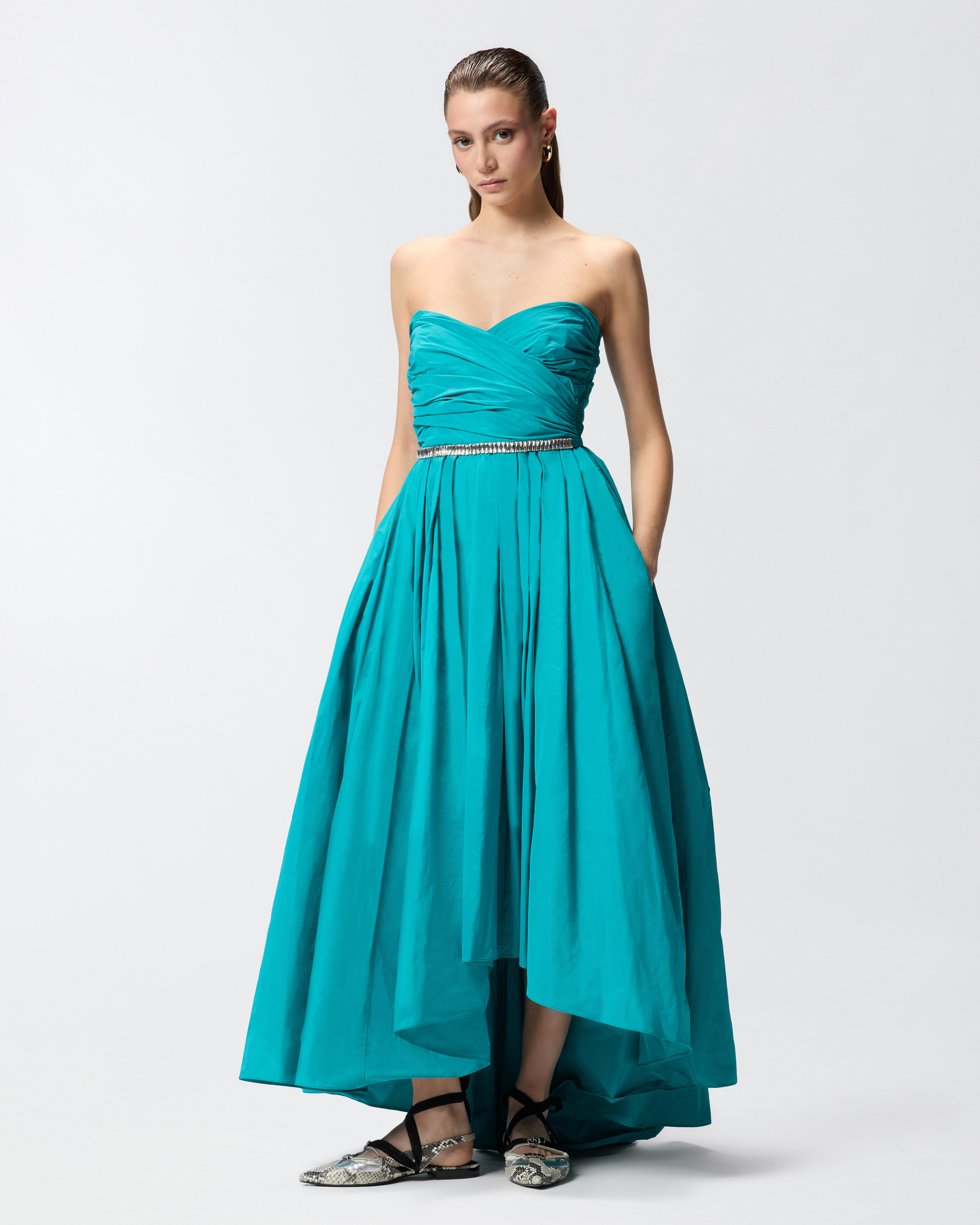 Élégante robe longue avec fine ceinture bijou PINKO Vert