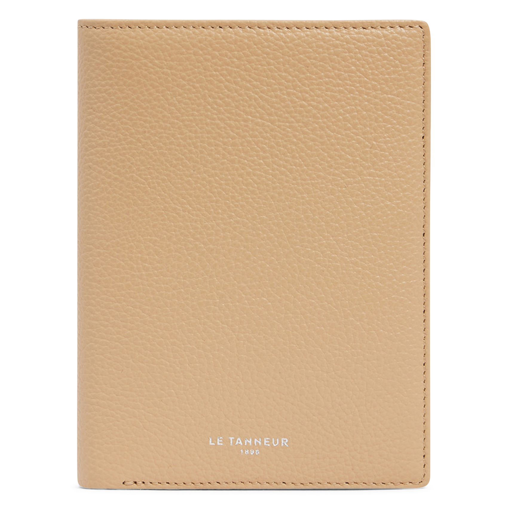 Vertikale Brieftasche mit zwei Fächern aus genarbtem Leder LE TANNEUR Beige