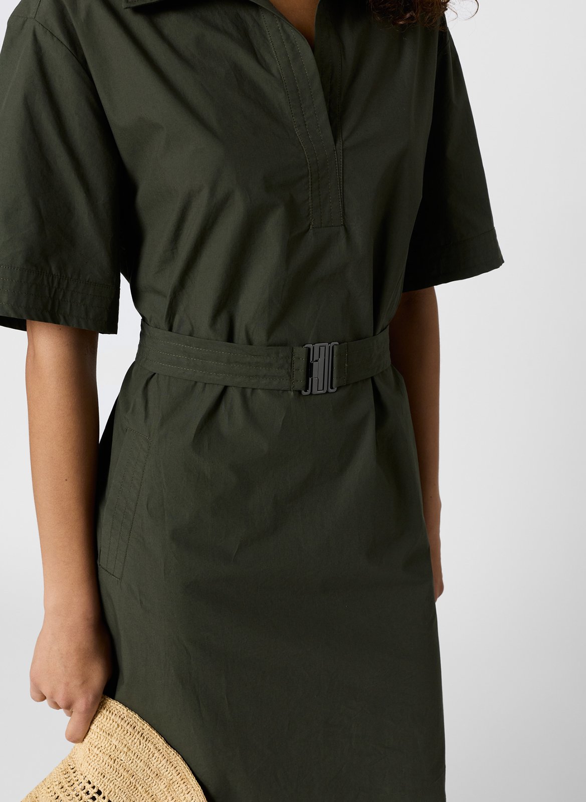 Robe courte droite unie en coton GERARD DAREL Kaki